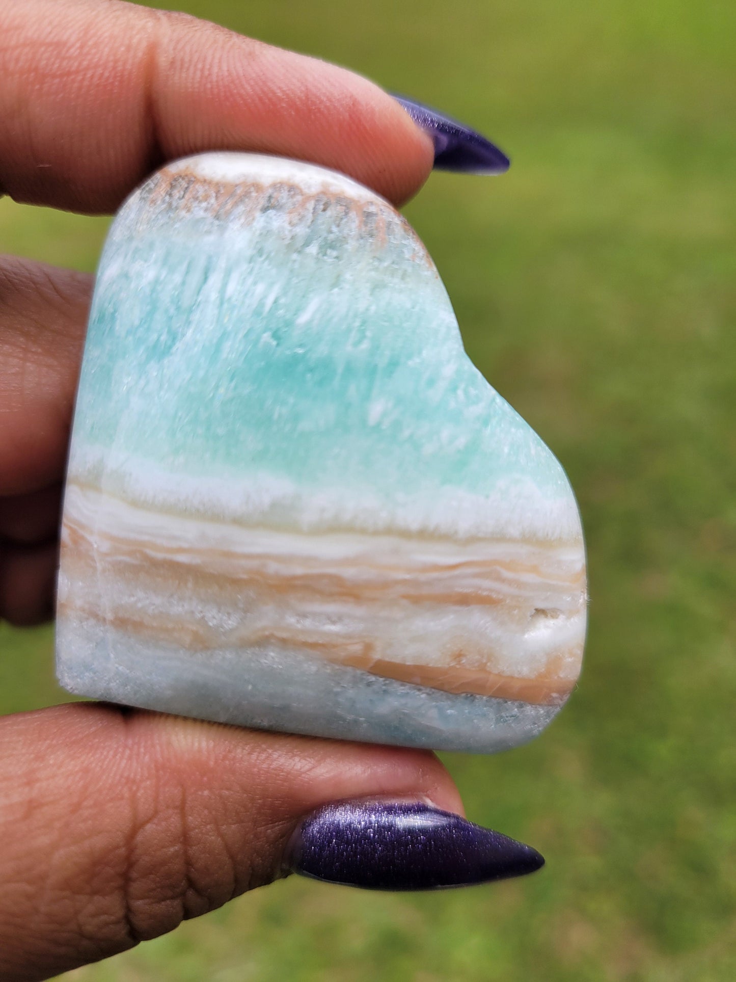 Beautiful Caribbean Calcite Heart Carving | Crystal Collector | Vibrant Beachy Colors with Clam Energy| Birthday or Valentines Day Love Gift
