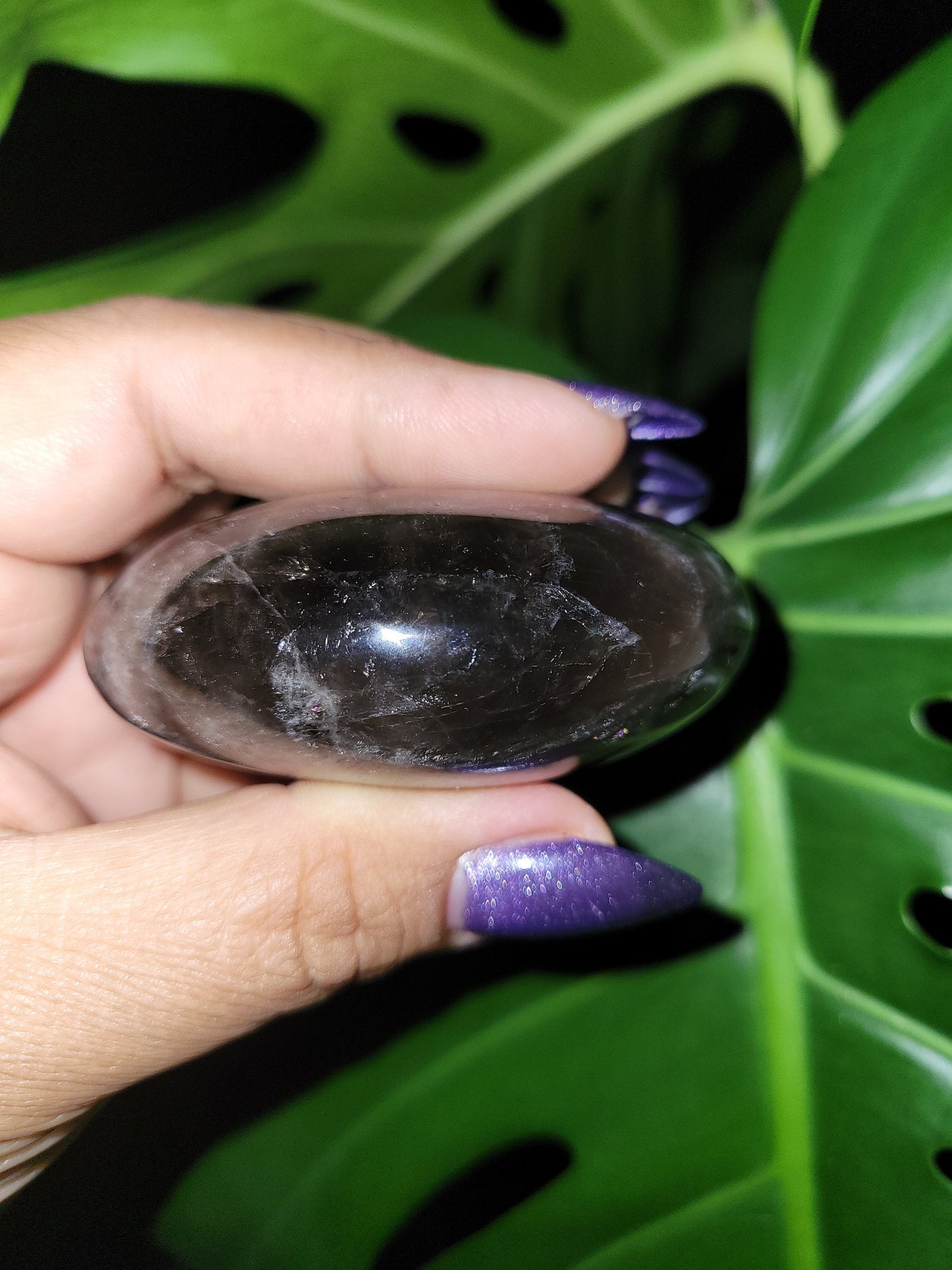 XL Exquisite High Quality Smoky Quartz gallet / palm stone crystal