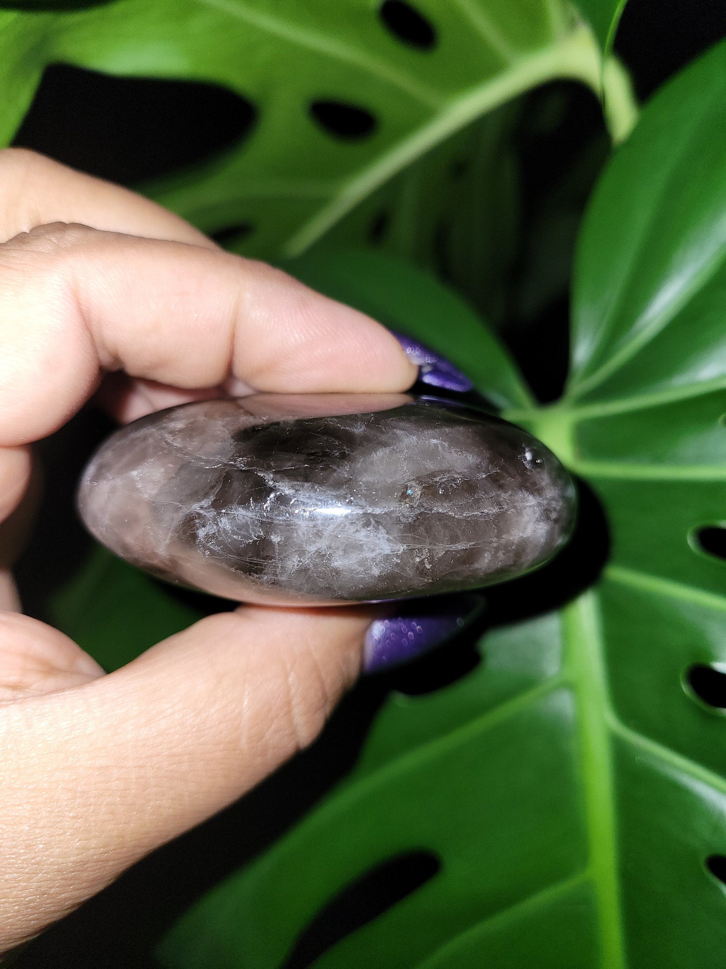XL Exquisite High Quality Smoky Quartz gallet / palm stone crystal