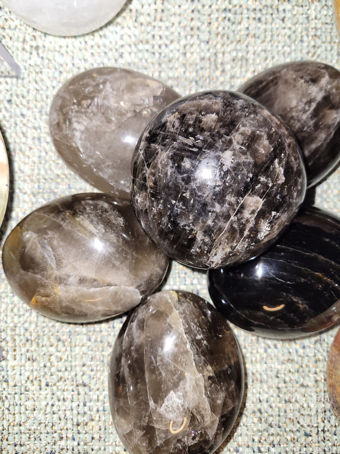 XL Exquisite High Quality Smoky Quartz gallet / palm stone crystal