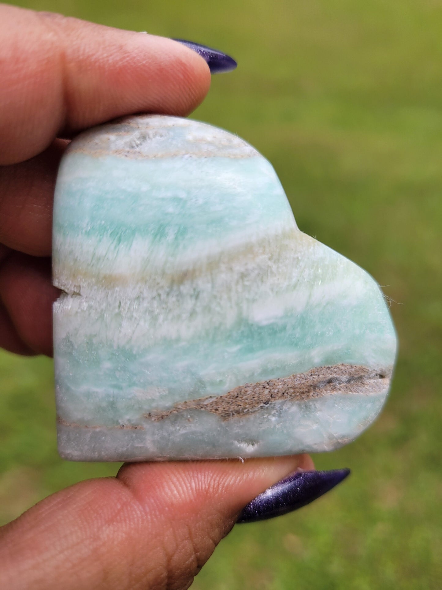 Beautiful Caribbean Calcite Heart Carving | Crystal Collector | Vibrant Beachy Colors with Clam Energy |Birthday or Valentines Day Love Gift