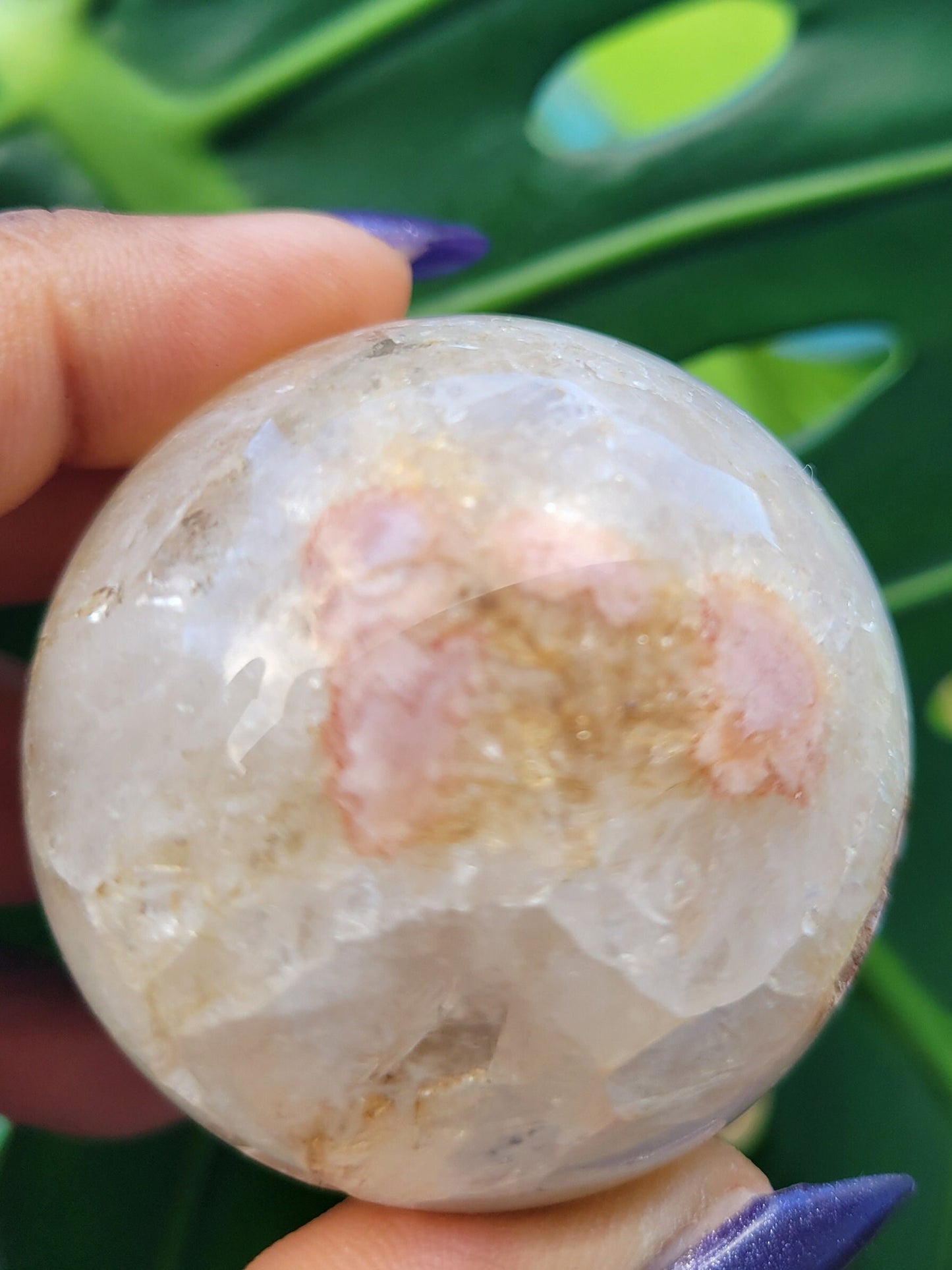 51mm Druze Quartz with Flower Agate Sphere - Golden Healer - Crystal Collector - Home Decor - Birthday - Anniversary - Love - Gift