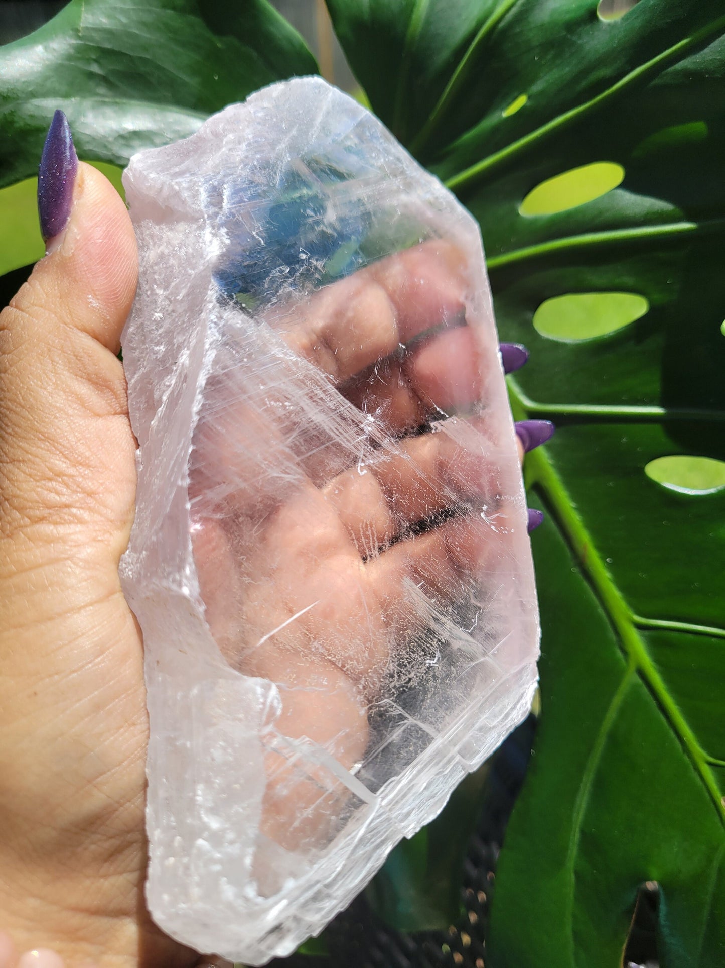 Selenite Crystal Slab with phantoms | Cleansing Purifying Recharging | Home Decor | Birthday Valentines Day Love Gift Ideas | Crown Chakra