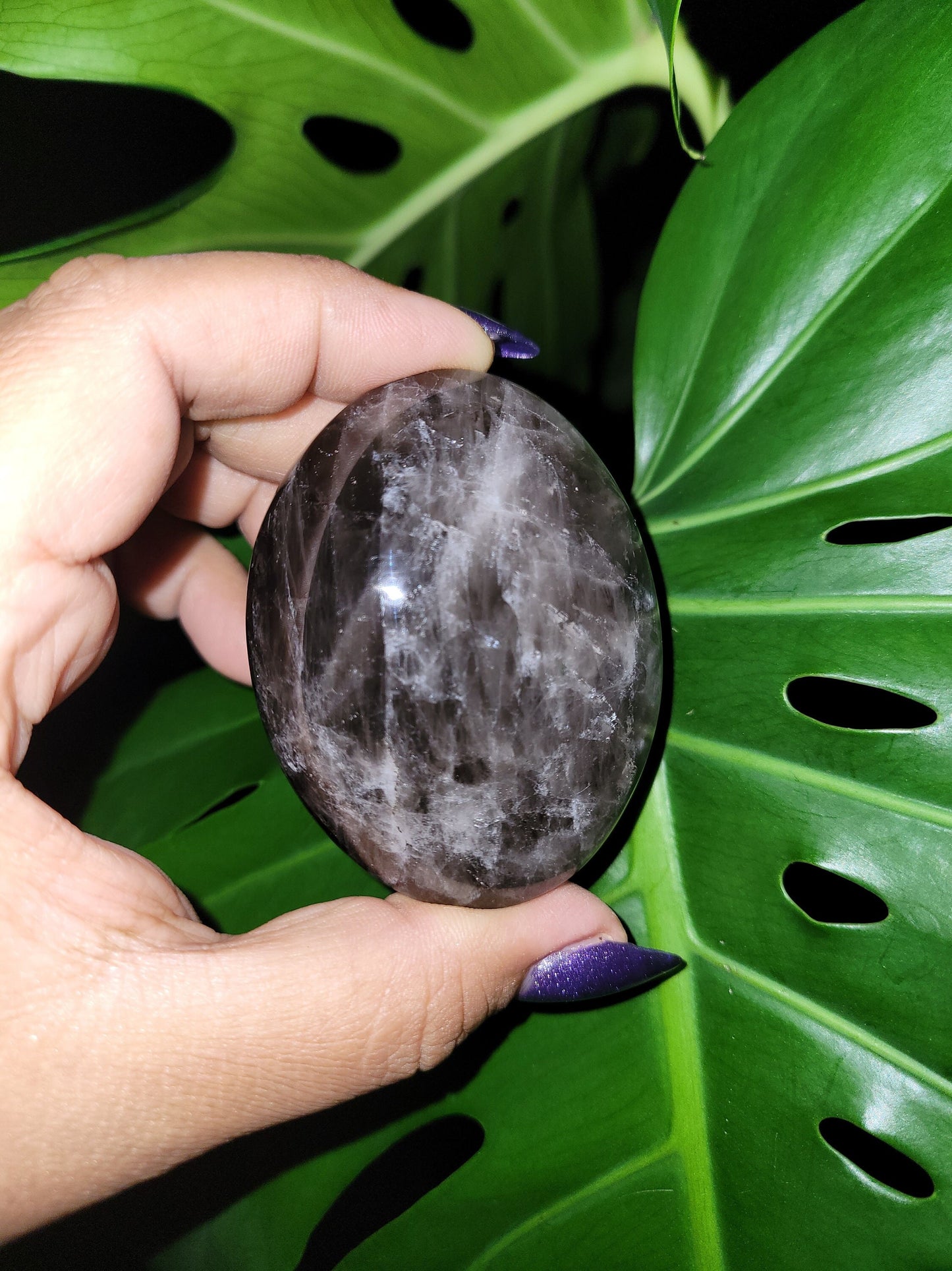 XL Exquisite High Quality Smoky Quartz gallet / palm stone crystal