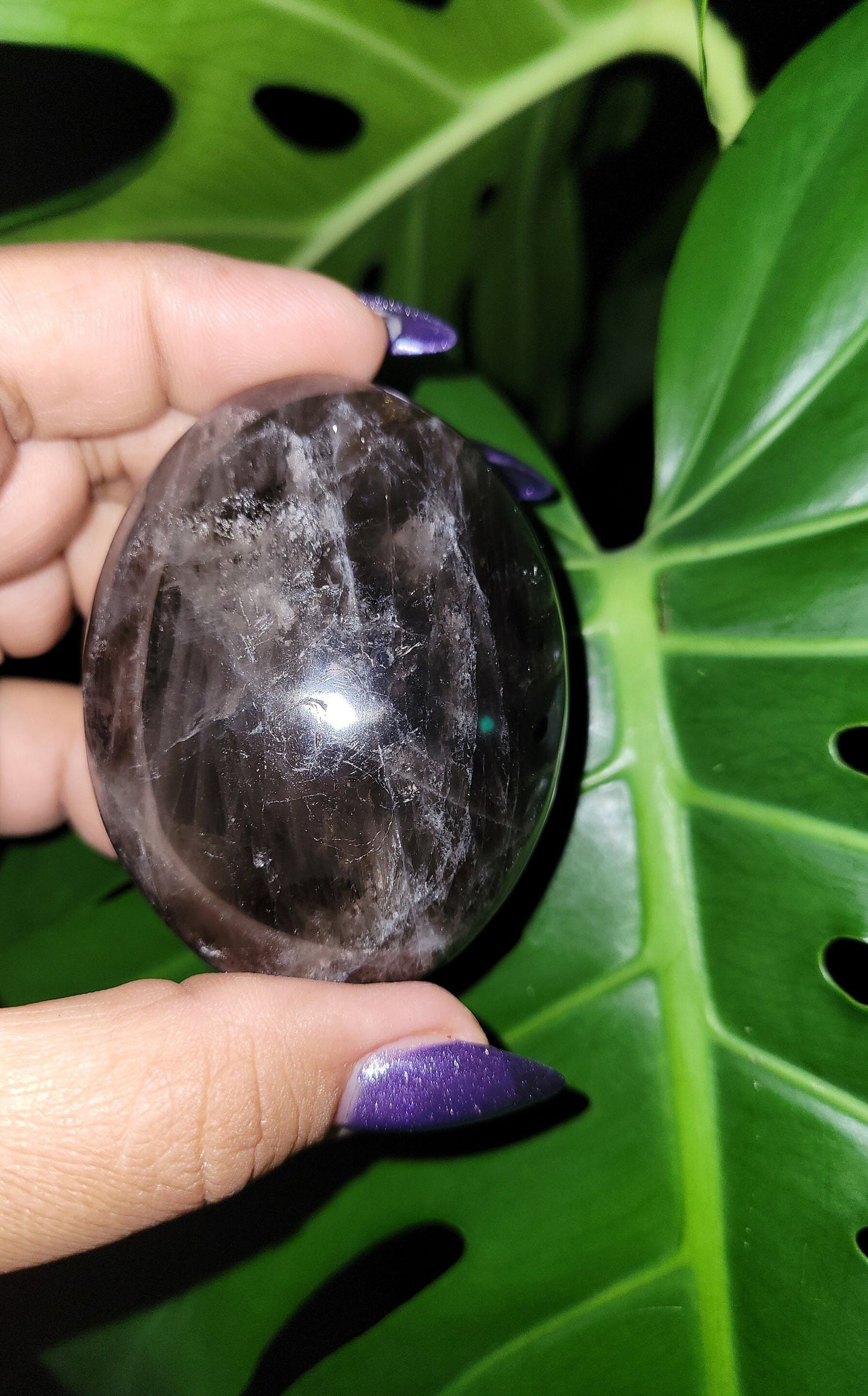 XL Exquisite High Quality Smoky Quartz gallet / palm stone crystal