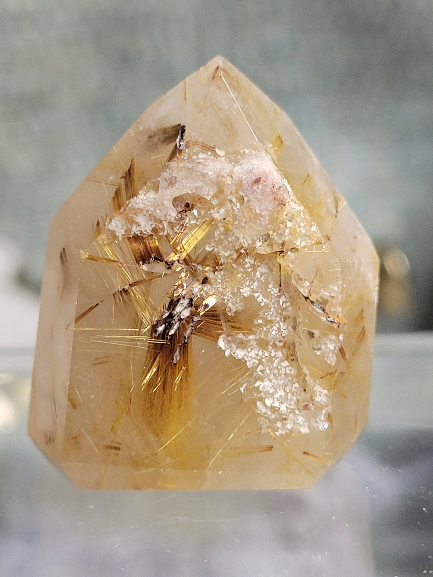 High Quality Golden Rutile and Lodolite Inclusion Quartz Crystal from Brazil | Crystal Collector | Water Clear | Gift Ideas | Gold