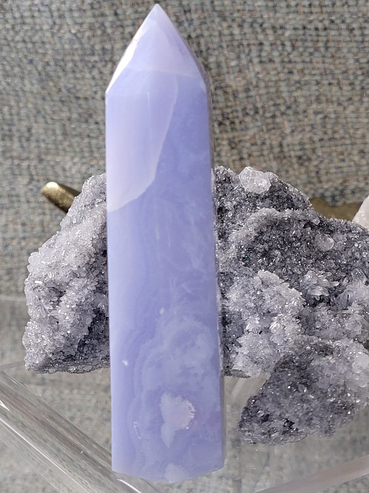 Beautiful Blue Lace Agate Tower | Gorgeous Banding | Chalcedony Crystal Collector | Home Decor |Throat Chakra| Meditation Tool| From Namibia