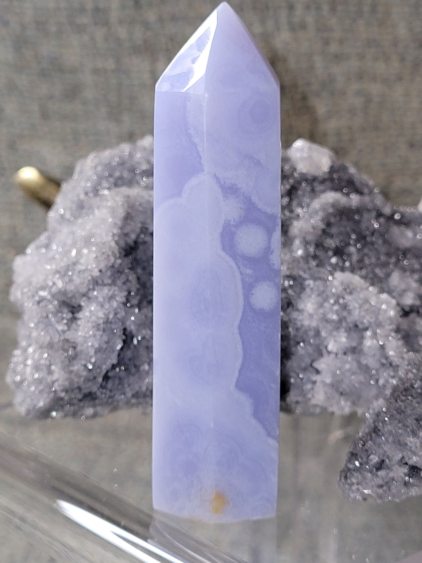Beautiful Rare Blue Lace Agate Obelisk - Tower with beautiful banding.