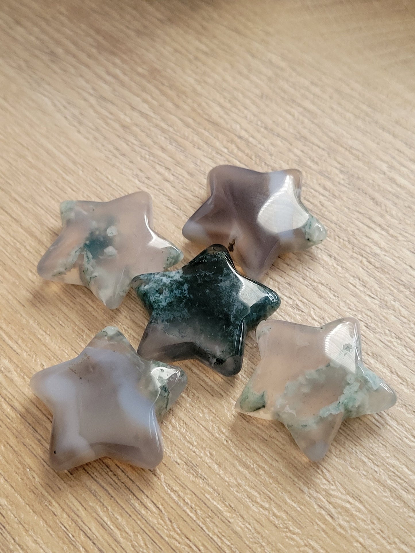 Moss Agate Star Crystal Carving - Healing Crystal - Home Decor - 14g - Intuitively Picked