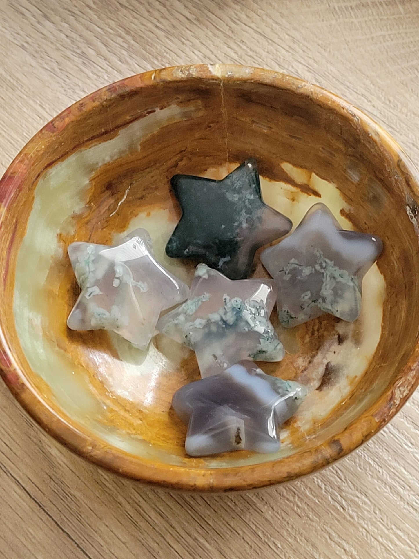 Moss Agate Star Crystal Carving - Healing Crystal - Home Decor - 14g - Intuitively Picked
