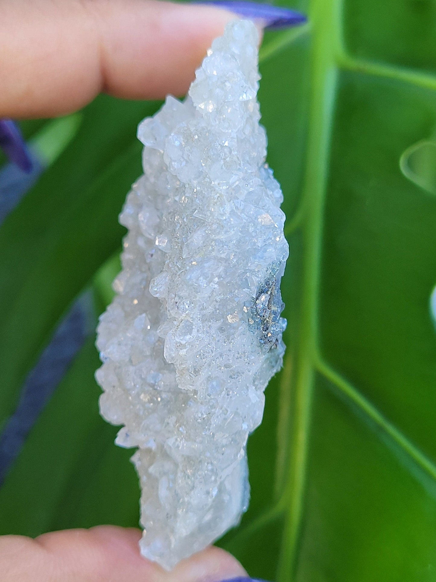 Gorgeous HQ Diamond Apophyllite on Blue Chalcedony - India - Crystal Specimen - Crystal Collector - Home Decor - Gift