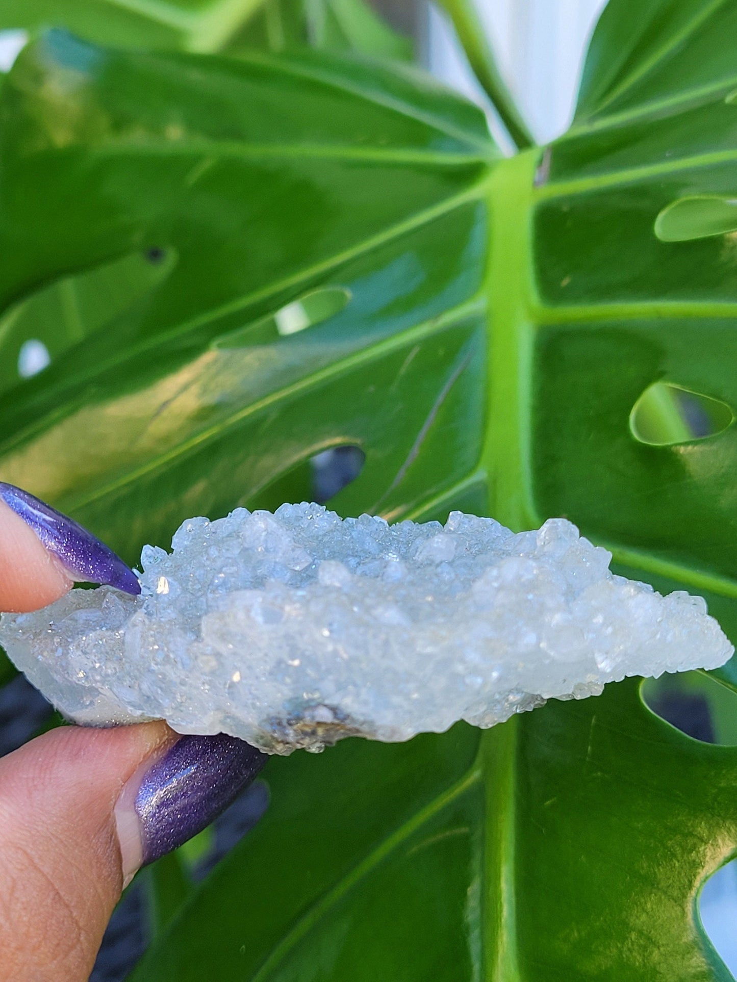 Gorgeous HQ Diamond Apophyllite on Blue Chalcedony - India - Crystal Specimen - Crystal Collector - Home Decor - Gift