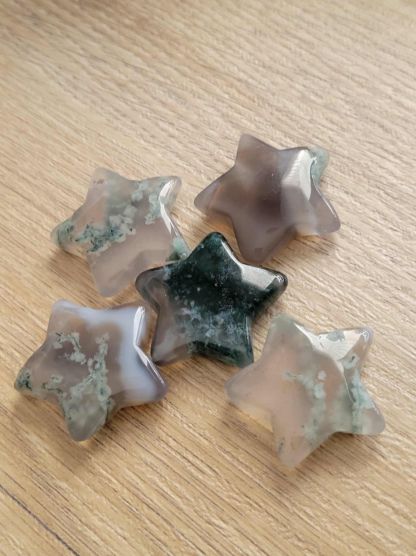 Moss Agate Star Crystal Carving - Healing Crystal - Home Decor - 14g - Intuitively Picked