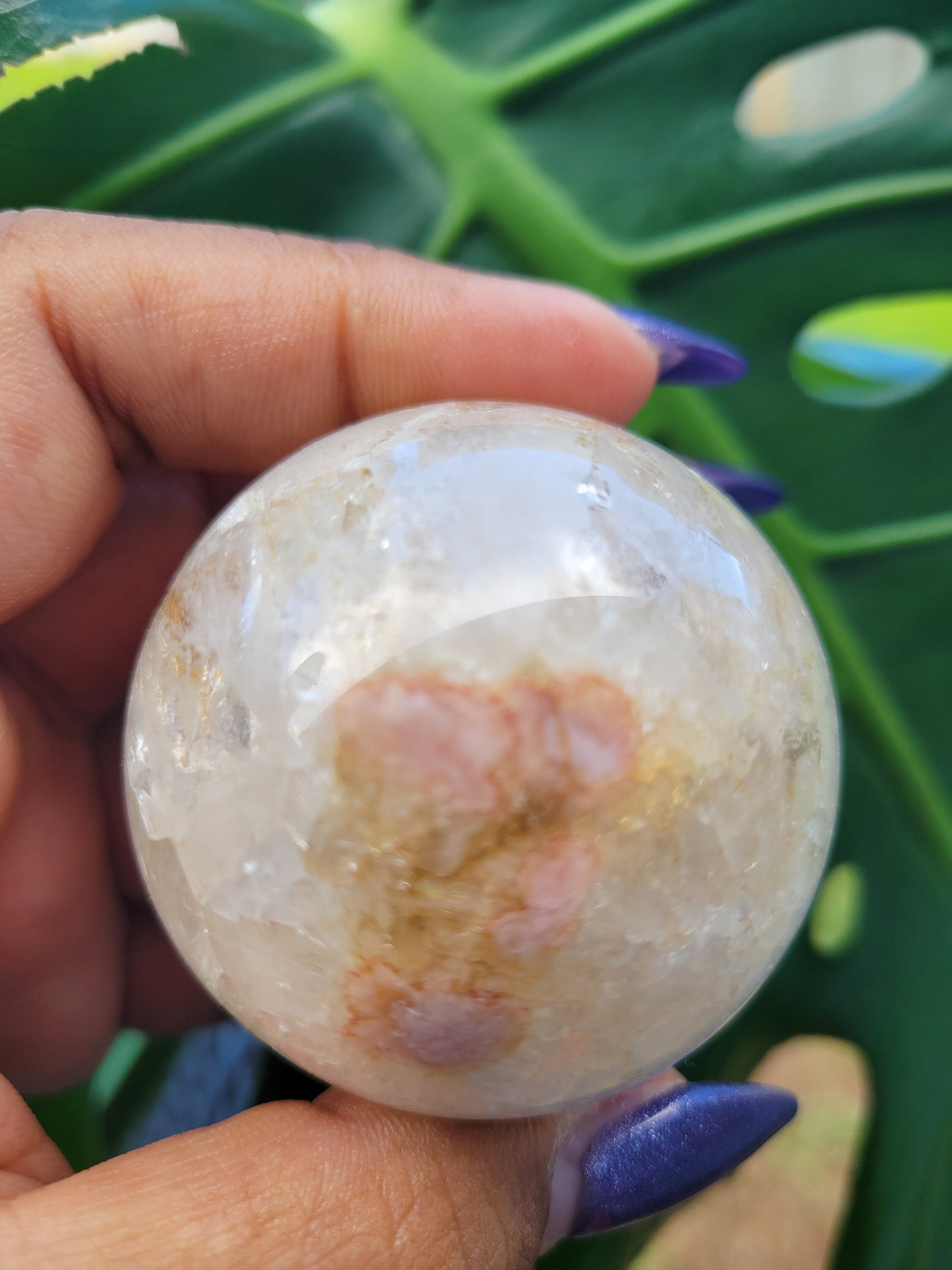 51mm Druze Quartz with Flower Agate Sphere - Golden Healer - Crystal Collector - Home Decor - Birthday - Anniversary - Love - Gift