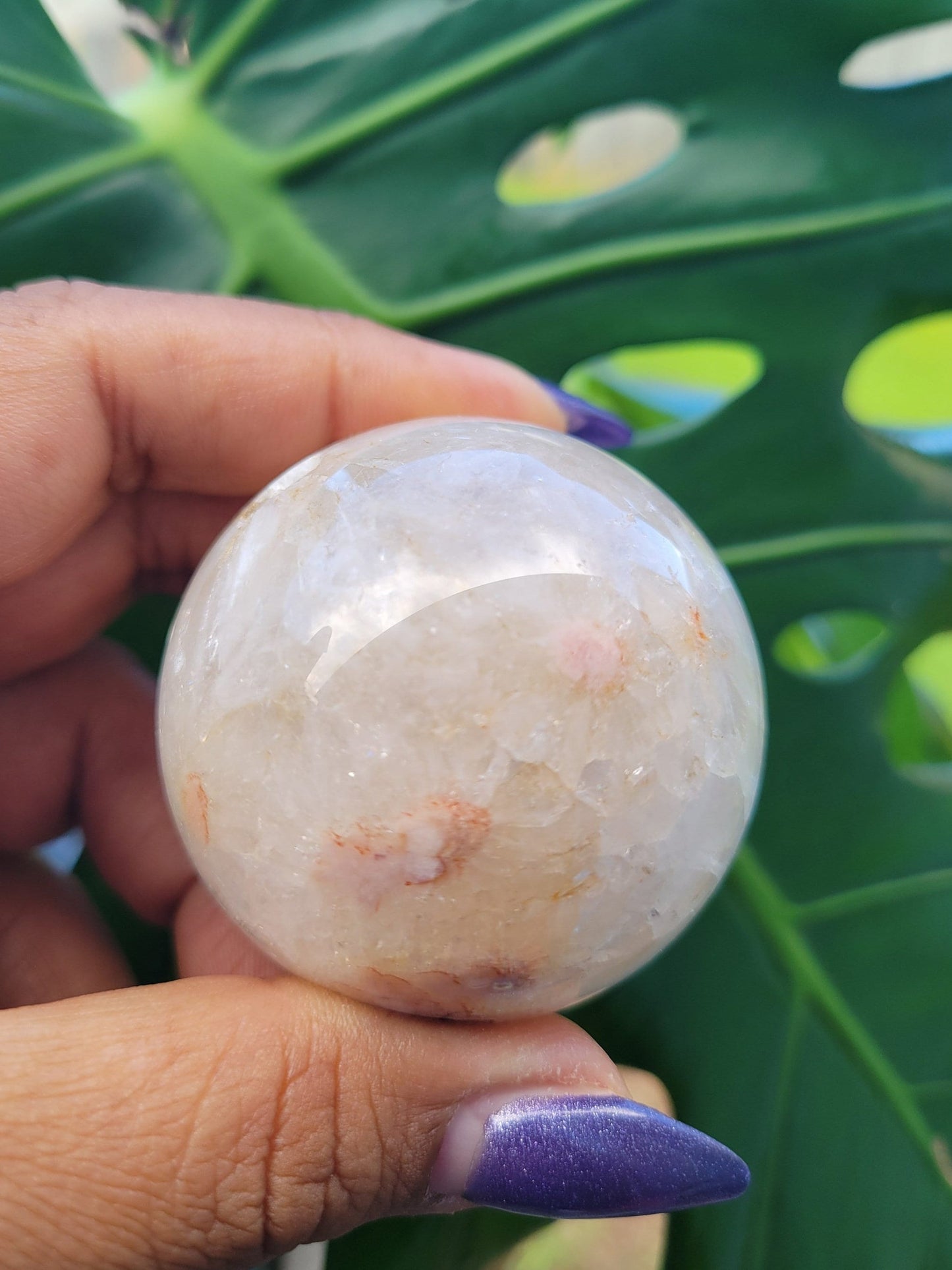 51mm Druze Quartz with Flower Agate Sphere - Golden Healer - Crystal Collector - Home Decor - Birthday - Anniversary - Love - Gift