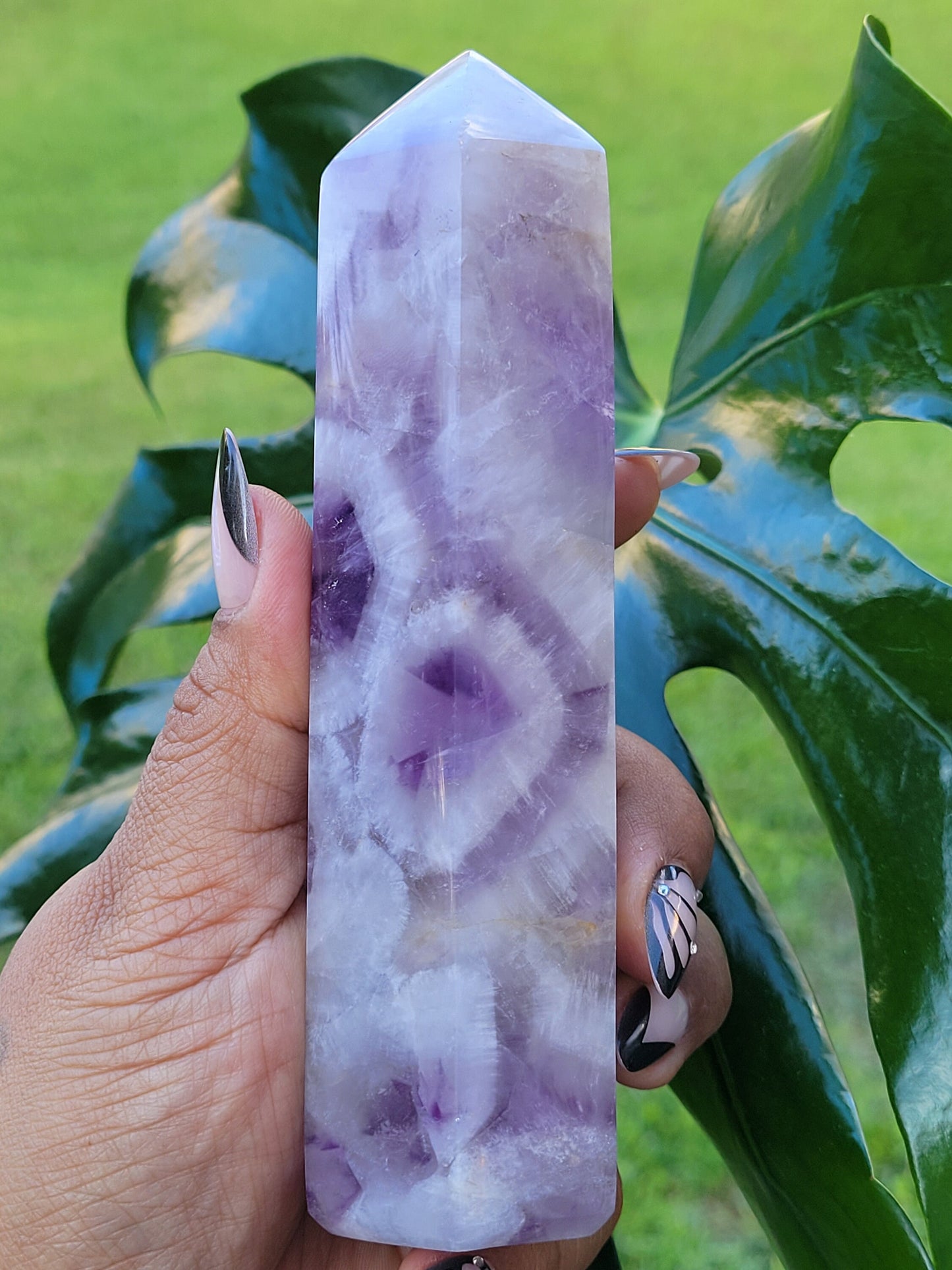 AAA Grade Purple Amethyst, Smoky Quartz with Golden Healer | Obelisk Tower | From Madagascar | Home Decor | Crystal Collector | Gift Ideas