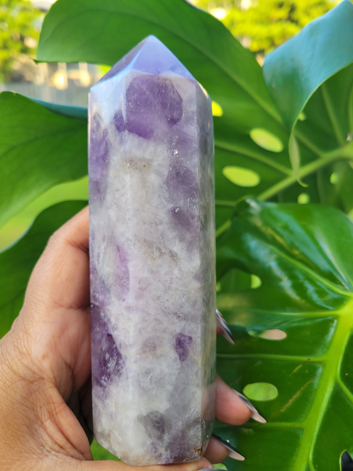 AAA Grade Purple Amethyst with Smoky Quartz Obelisk Tower from Madagascar | Home Decor | Crystal Collector | Birthday Christmas Gift Ideas
