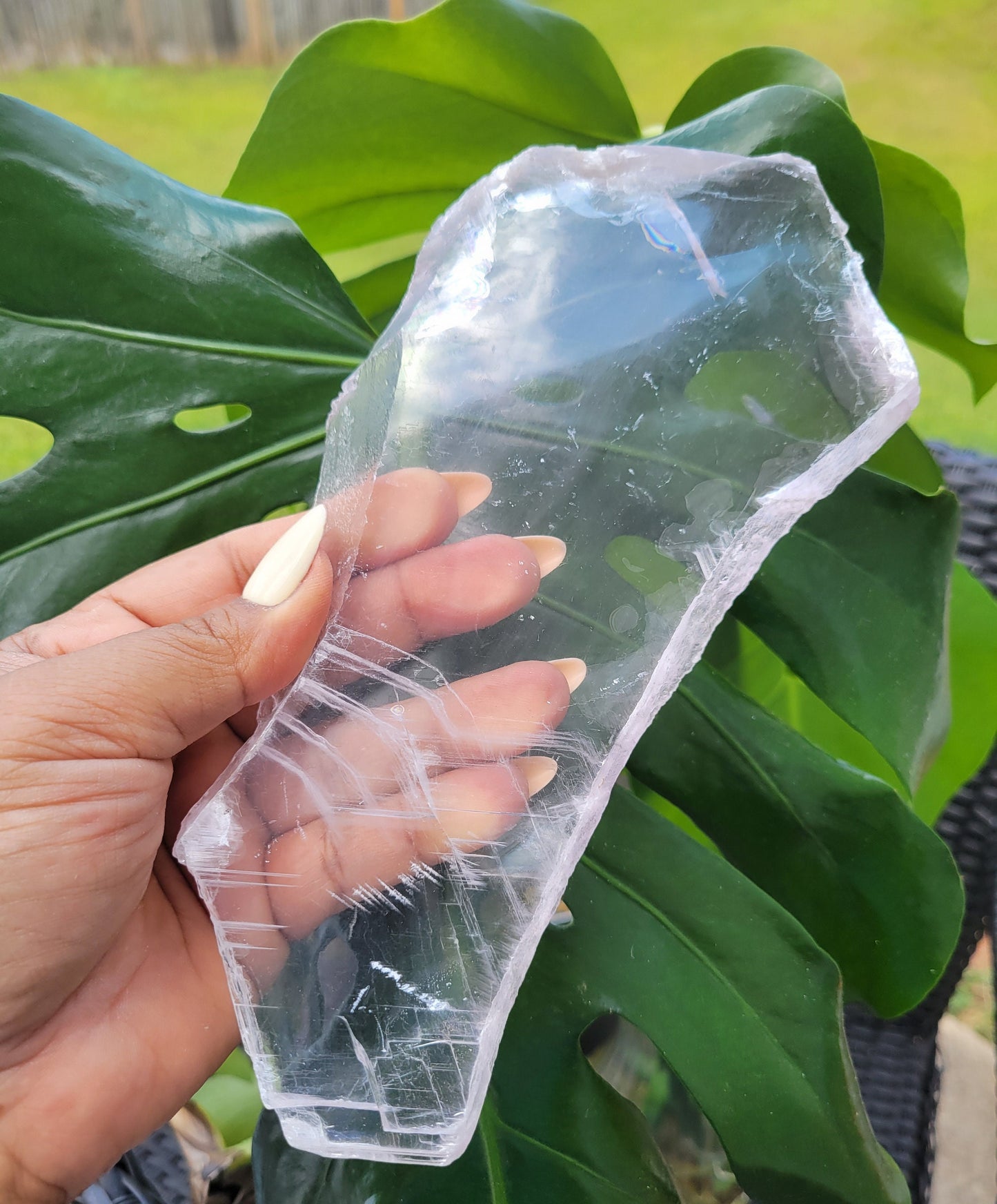 Selenite Crystal Slab with phantoms | Cleansing Purifying Recharging | Home Decor | Birthday Valentines Day Love Gift Ideas | Crown Chakra