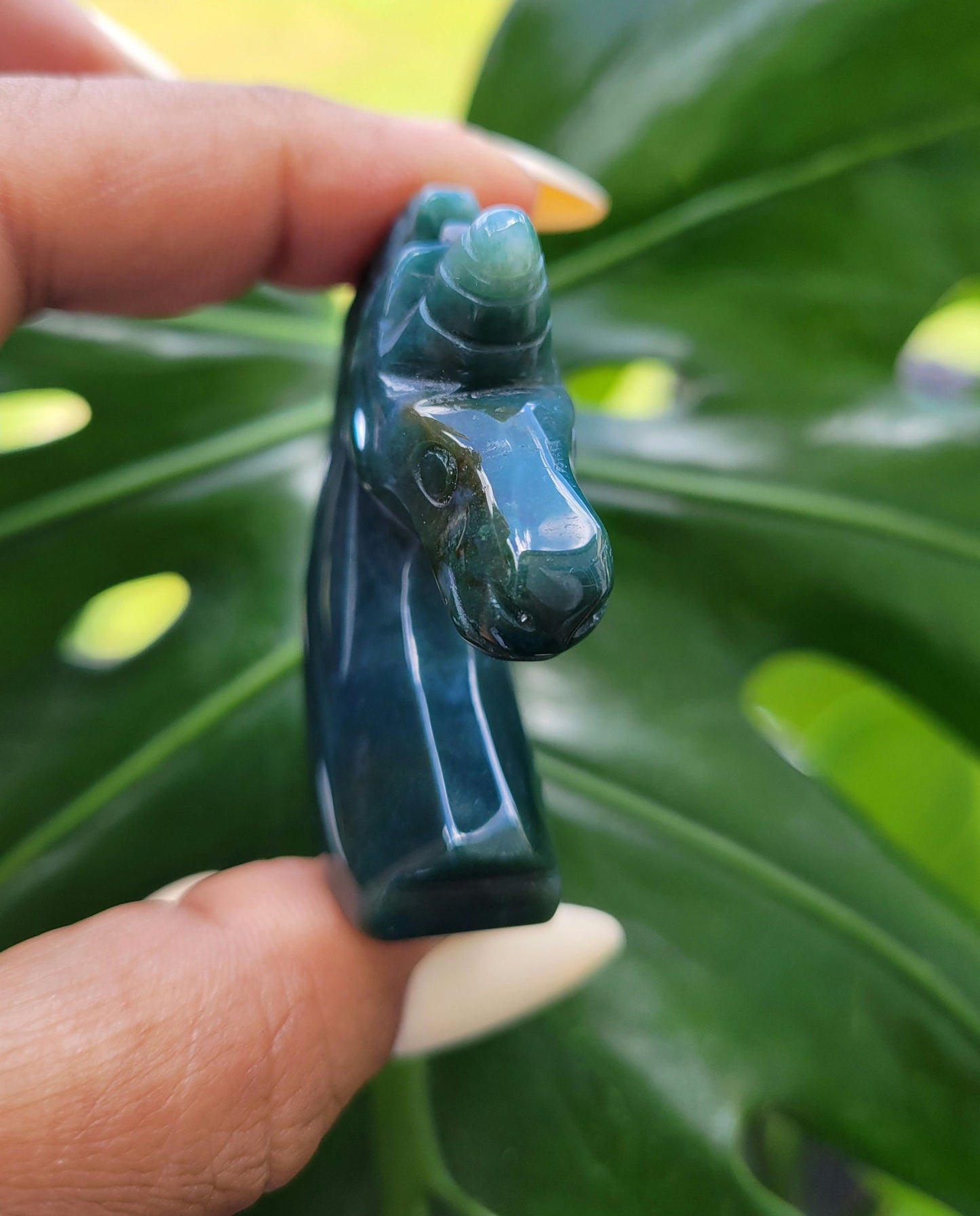 Moss Agate Unicorn Crystal Carving - Crystal Collector - Master Carver - Gift - Luxury Home Decor