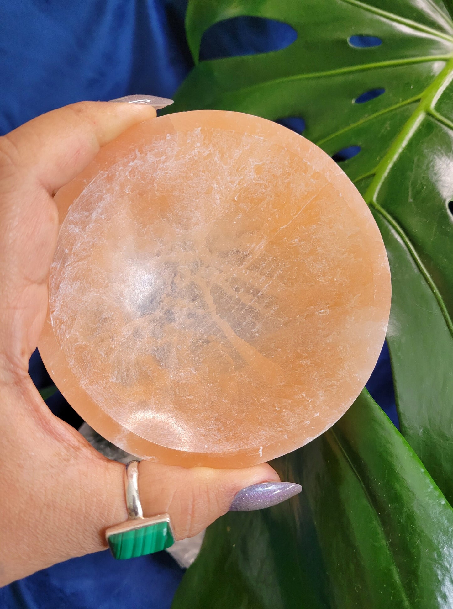Beautiful Peach Selenite Crystal - Carved Circular Bowl - Cleansing - Charging - Crystal Collector - Gift - Home Decor