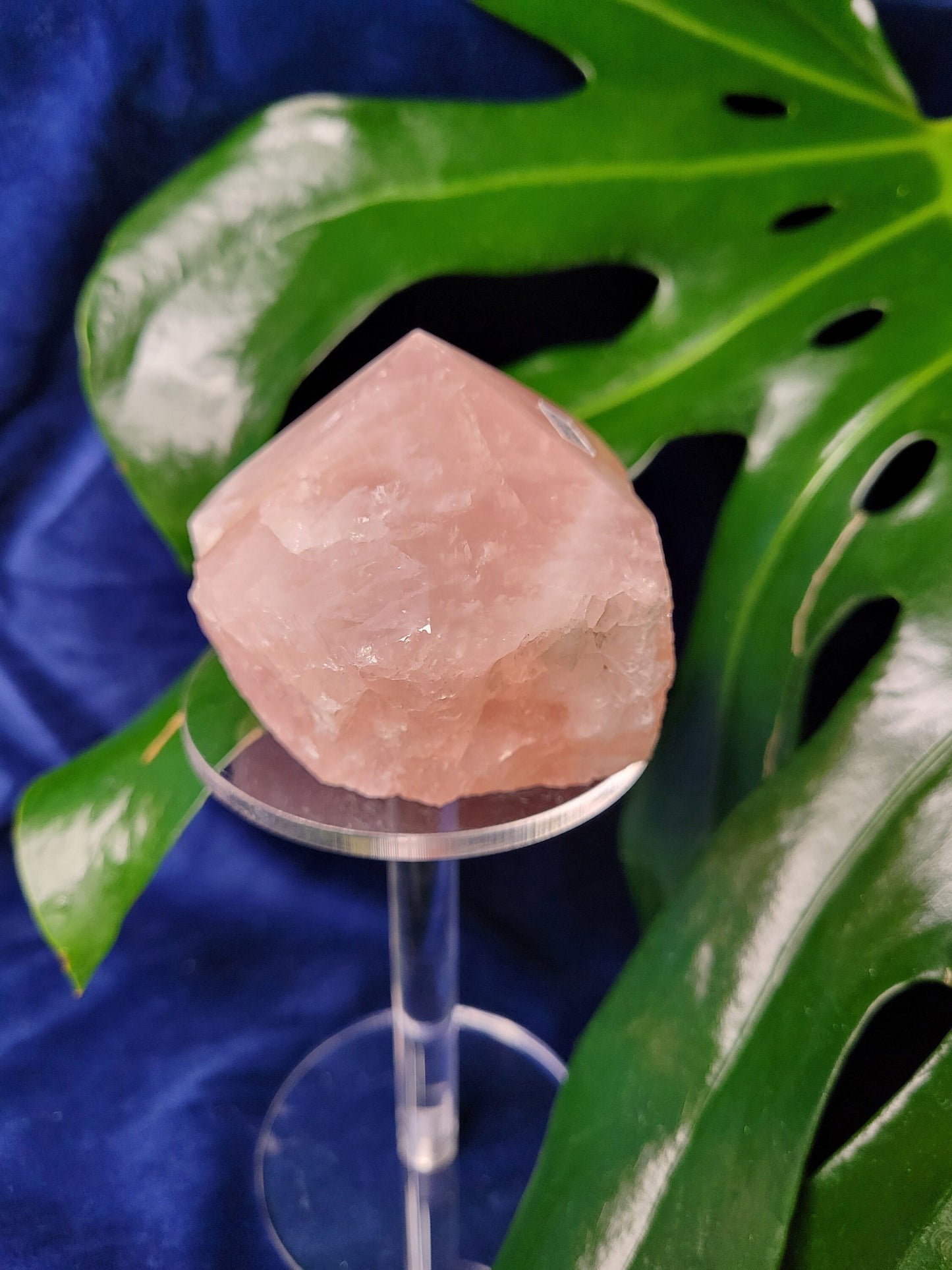 Rose Quartz Point from Brazil | HQ Half Polished 303g | Heart Chakra Meditation Tool | Birthday or Valentines Day Love Gift | Pastel Pink