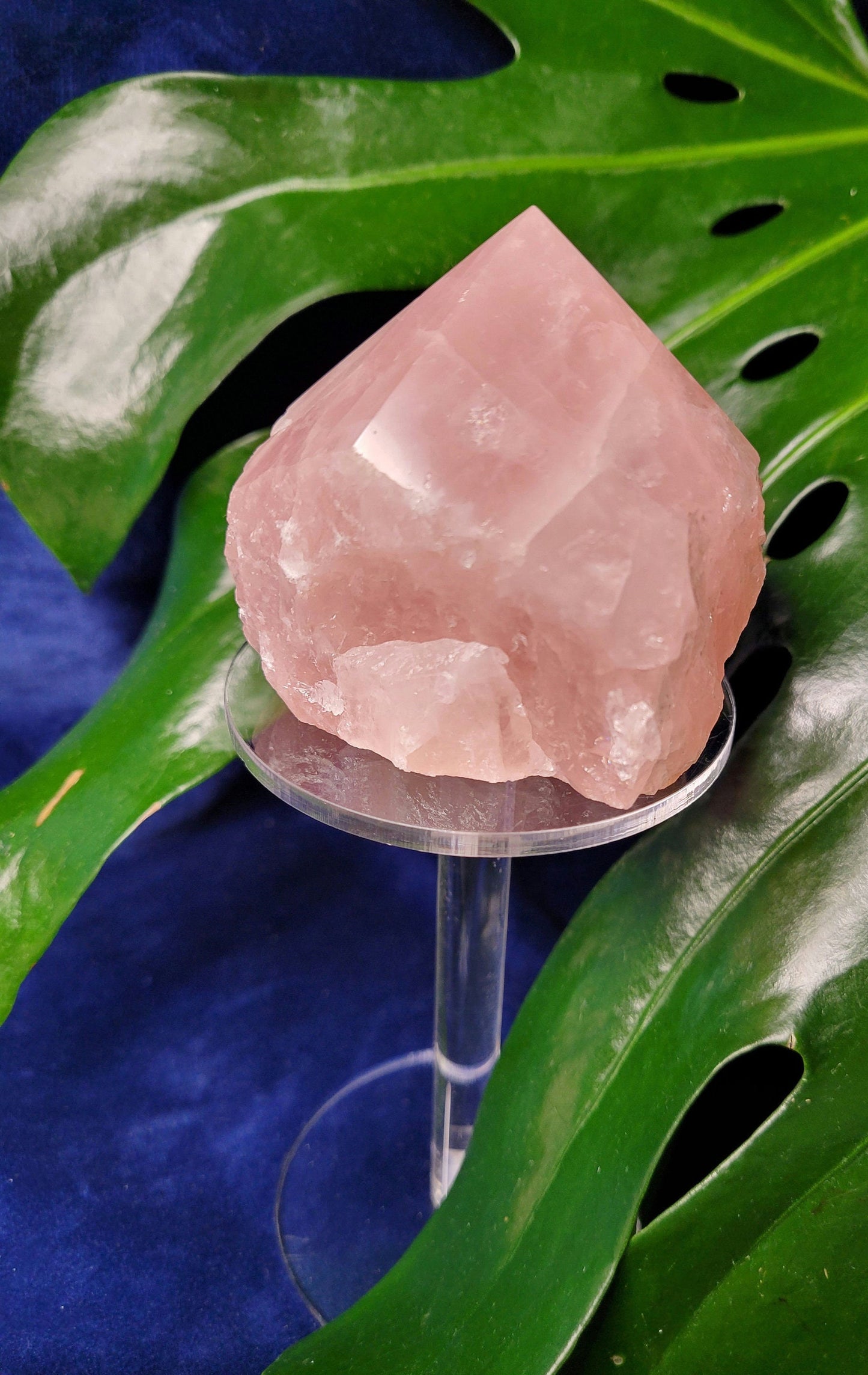 Rose Quartz Point from Brazil | HQ Half Polished 303g | Heart Chakra Meditation Tool | Birthday or Valentines Day Love Gift | Pastel Pink