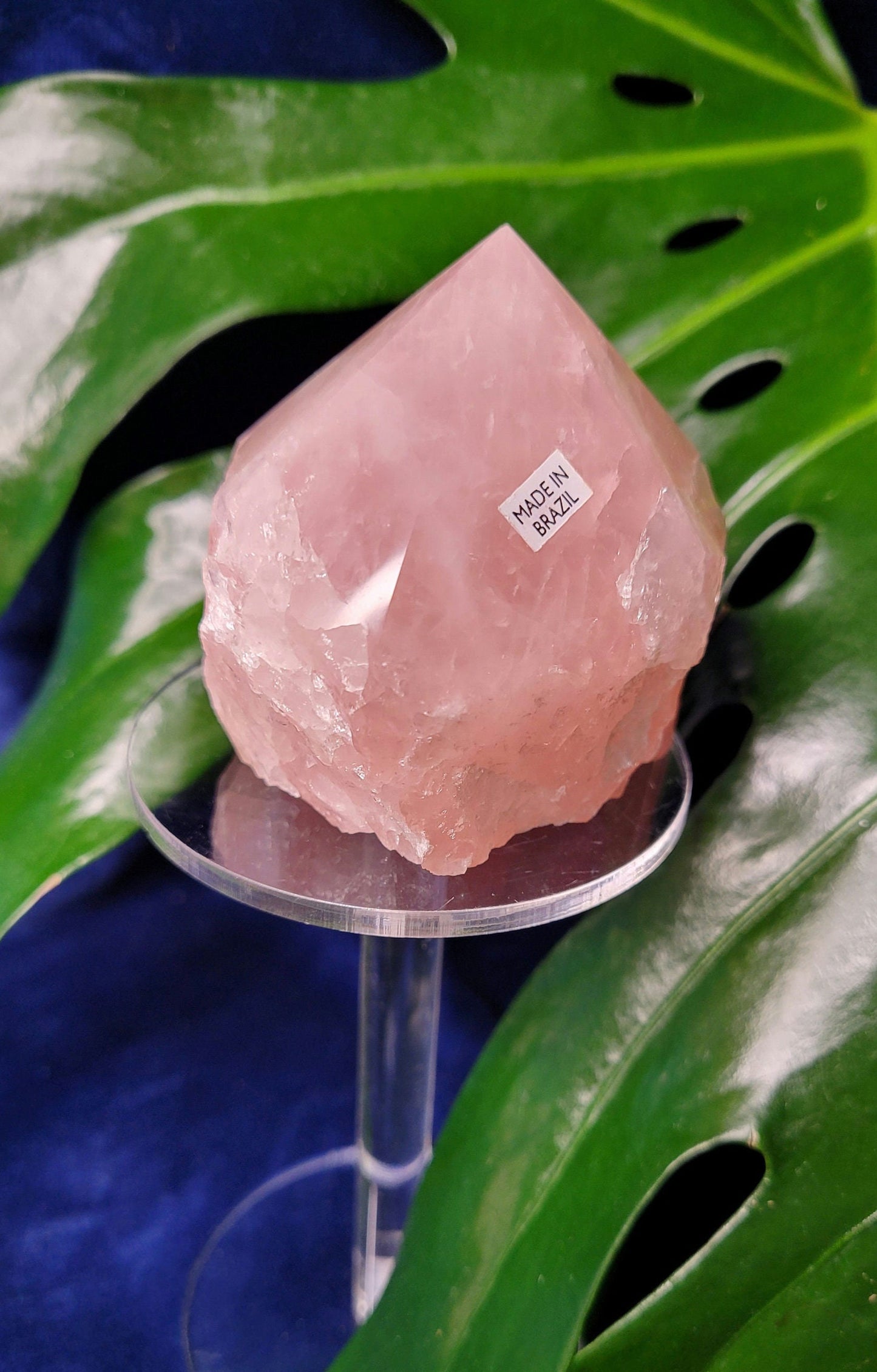 Rose Quartz Point from Brazil | HQ Half Polished 303g | Heart Chakra Meditation Tool | Birthday or Valentines Day Love Gift | Pastel Pink