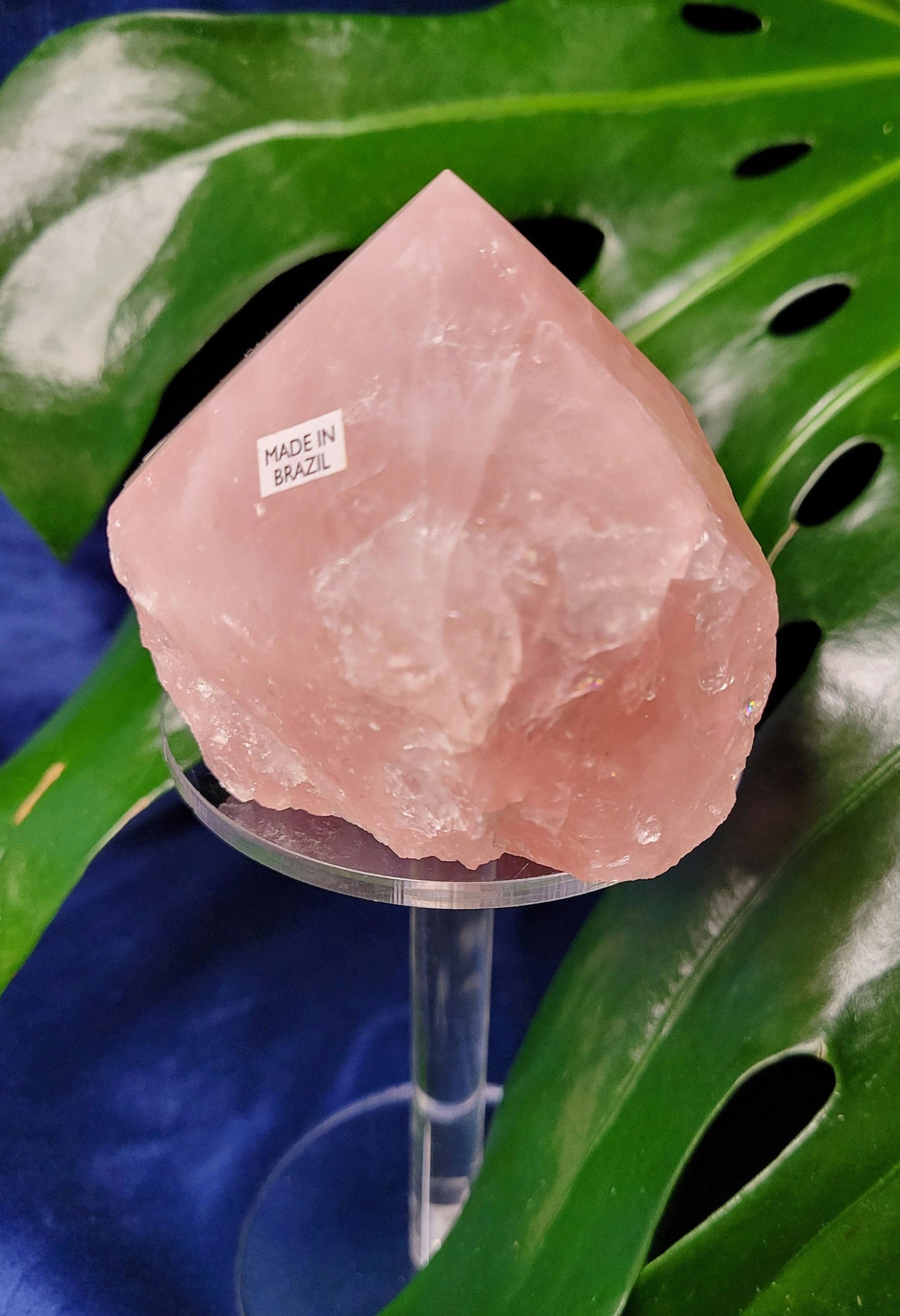 Rose Quartz Point from Brazil | HQ Half Polished 303g | Heart Chakra Meditation Tool | Birthday or Valentines Day Love Gift | Pastel Pink