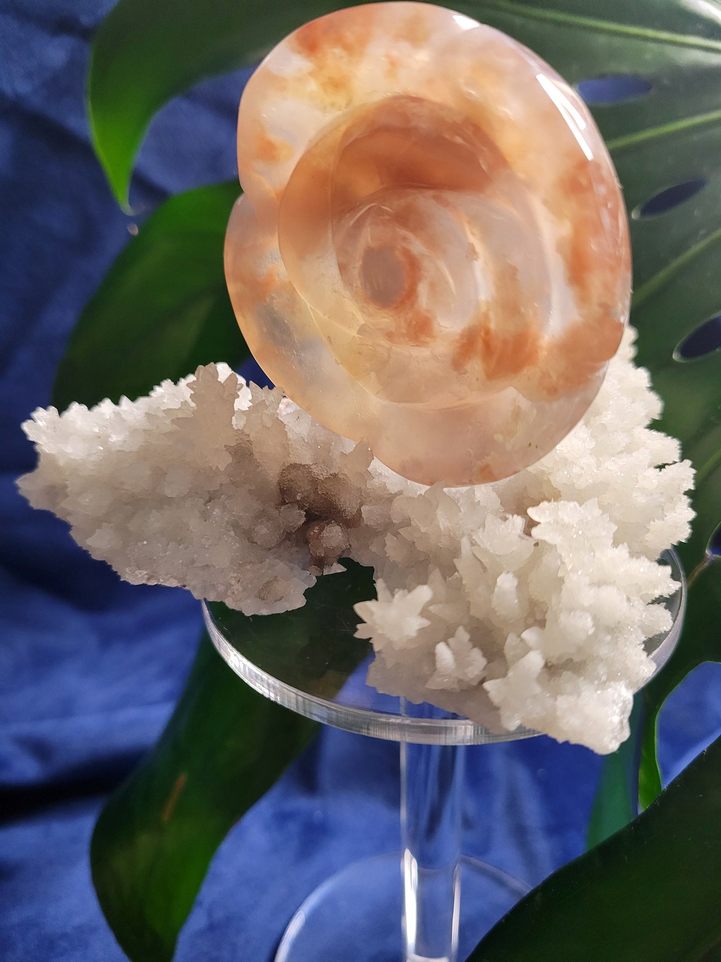 Flower Agate Crystal Carving - Carved Rose - Crystal Collector - Home Decor - Gift