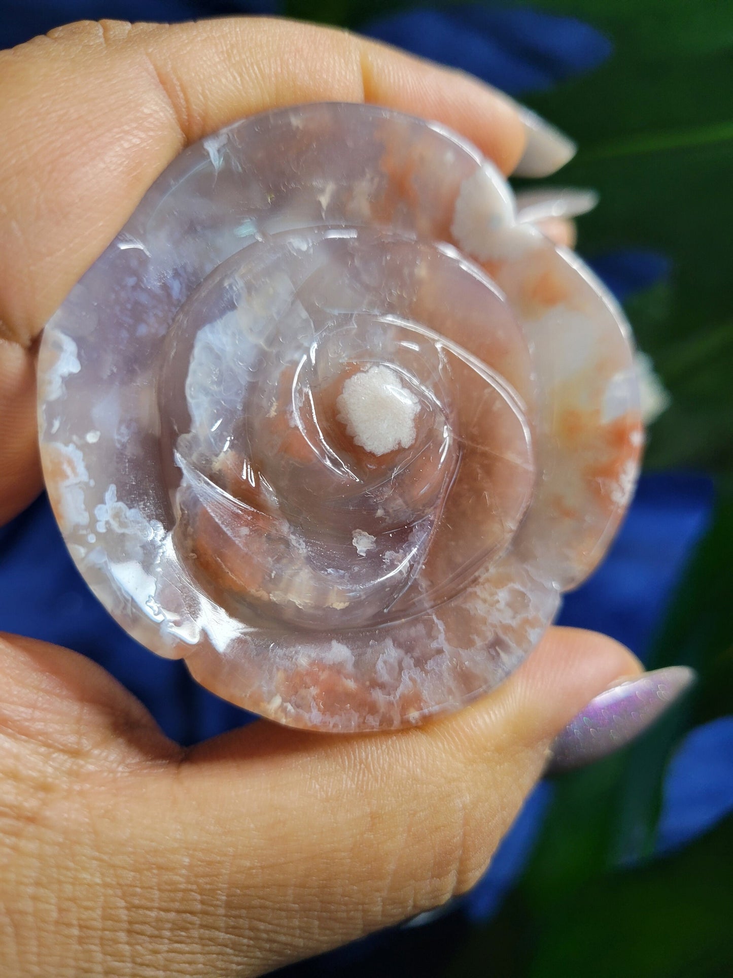 Flower Agate Crystal Carving - Carved Rose - Crystal Collector - Home Decor - Gift
