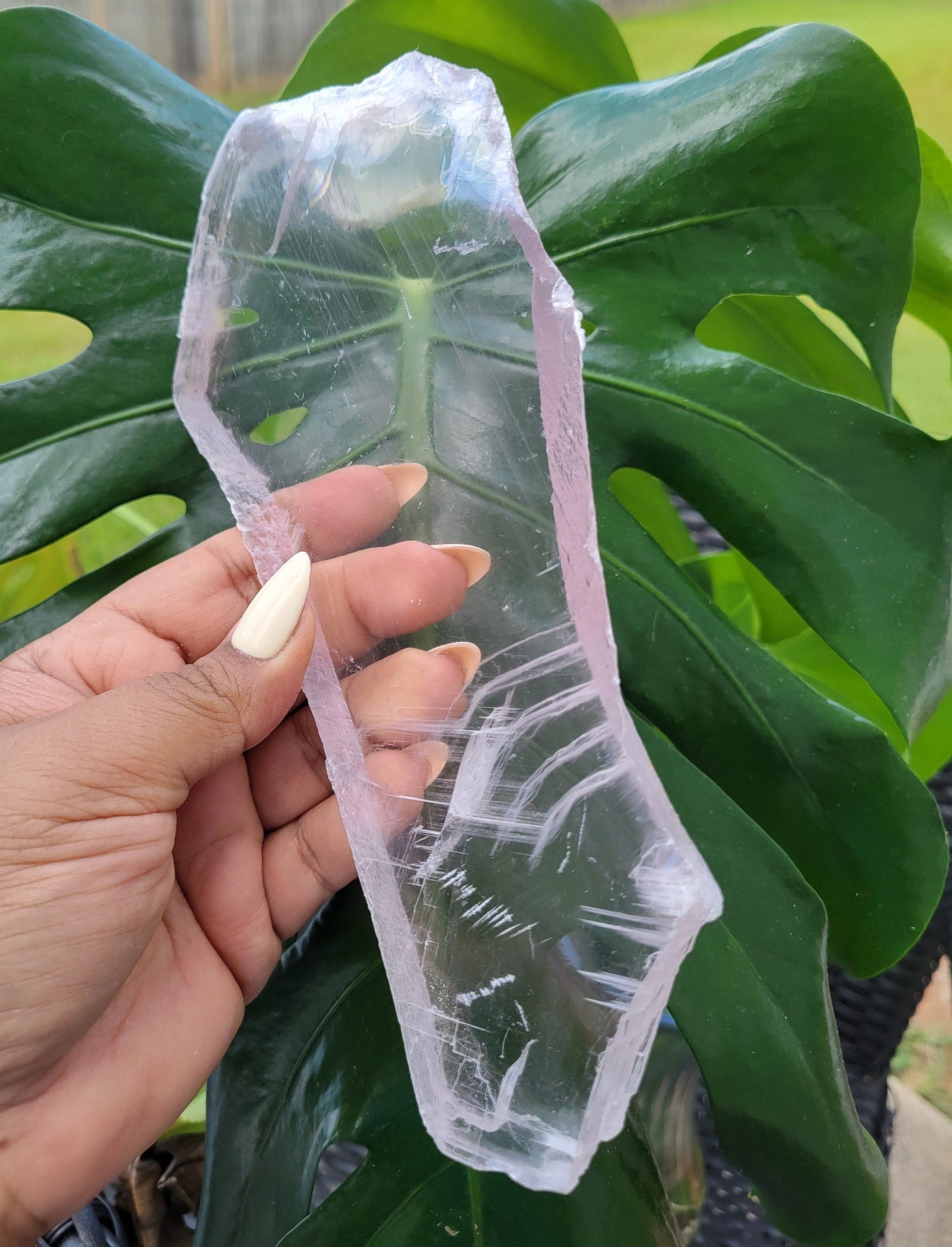 Selenite Crystal Slab with phantoms | Cleansing Purifying Recharging | Home Decor | Birthday Valentines Day Love Gift Ideas | Crown Chakra