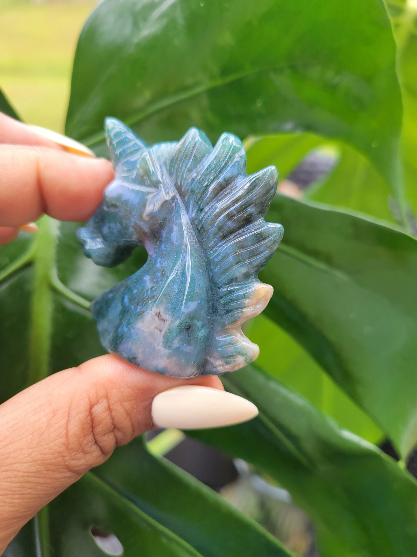 Moss Agate Unicorn Crystal Carving - Crystal Collector - Master Carver - Gift - Luxury Home Decor