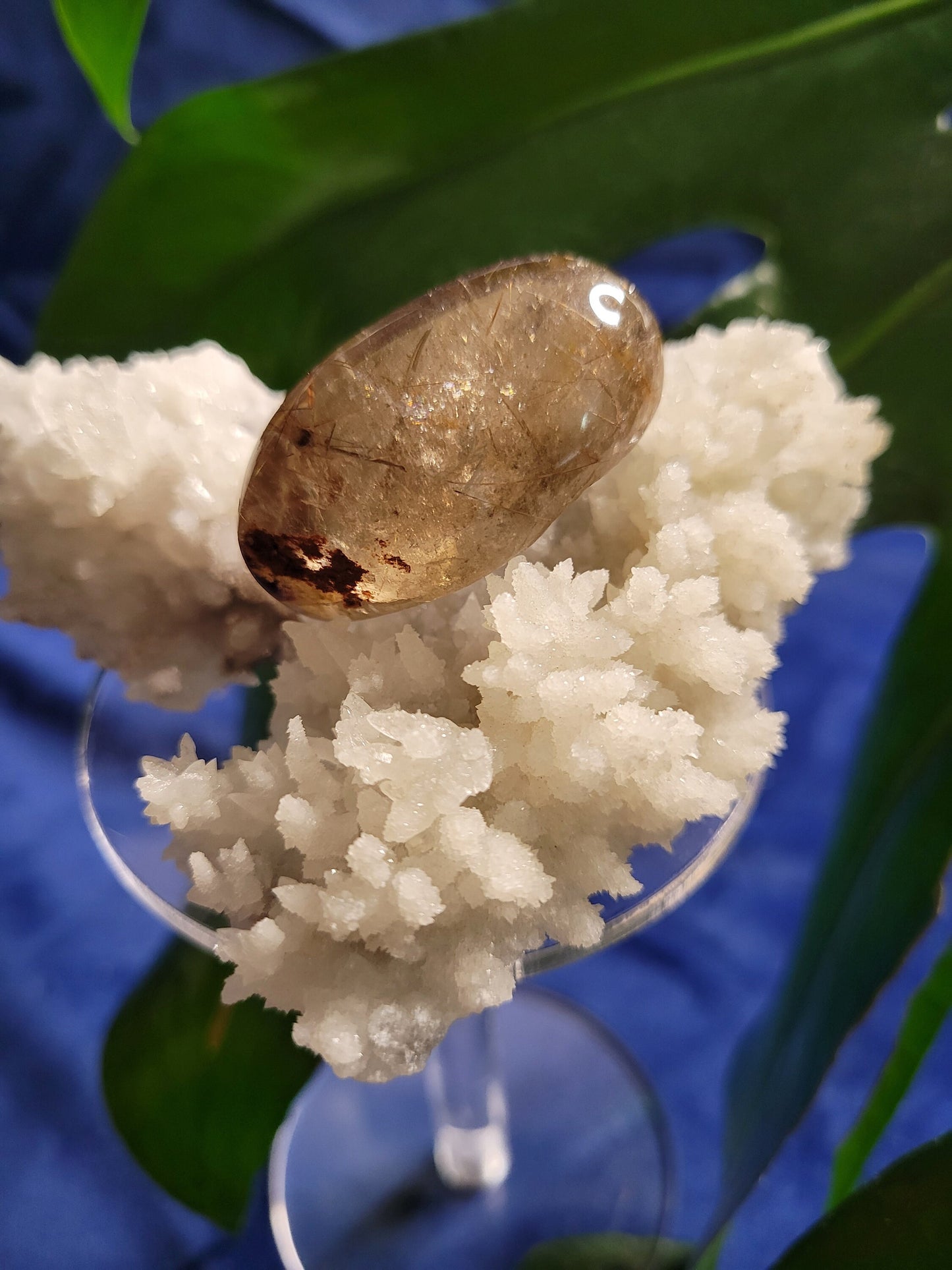 AAA Grade Stunning Angel Lens - Amphibole Quartz from Brazil - Gold Rutile Inclusions - Birthday, Anniversary Gift - Home Decor