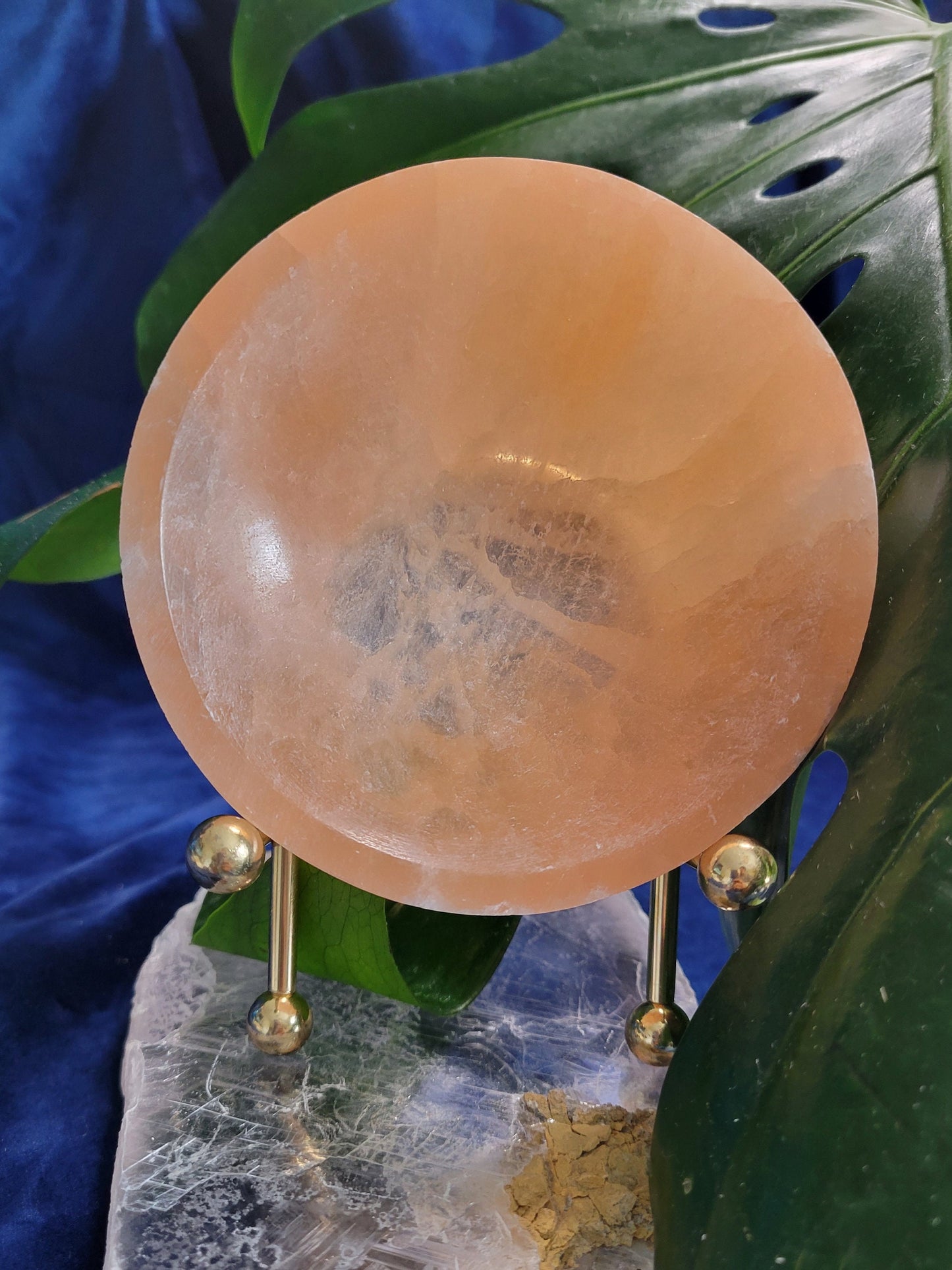 Beautiful Peach Selenite Crystal - Carved Circular Bowl - Cleansing - Charging - Crystal Collector - Gift - Home Decor