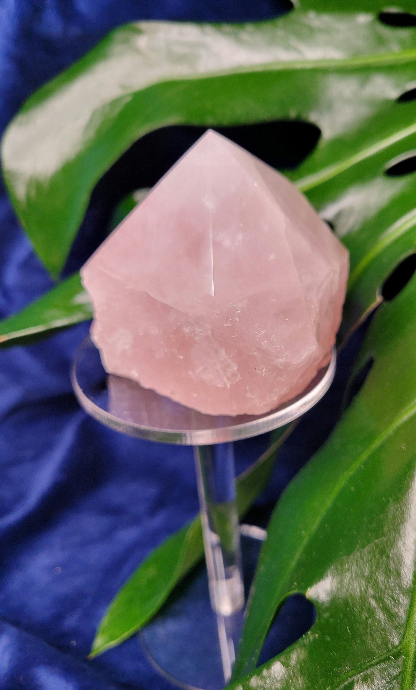 Rose Quartz Point from Brazil | HQ Half Polished 306g | Heart Chakra Meditation Tool | Birthday or Valentines Day Love Gift | Pastel Pink