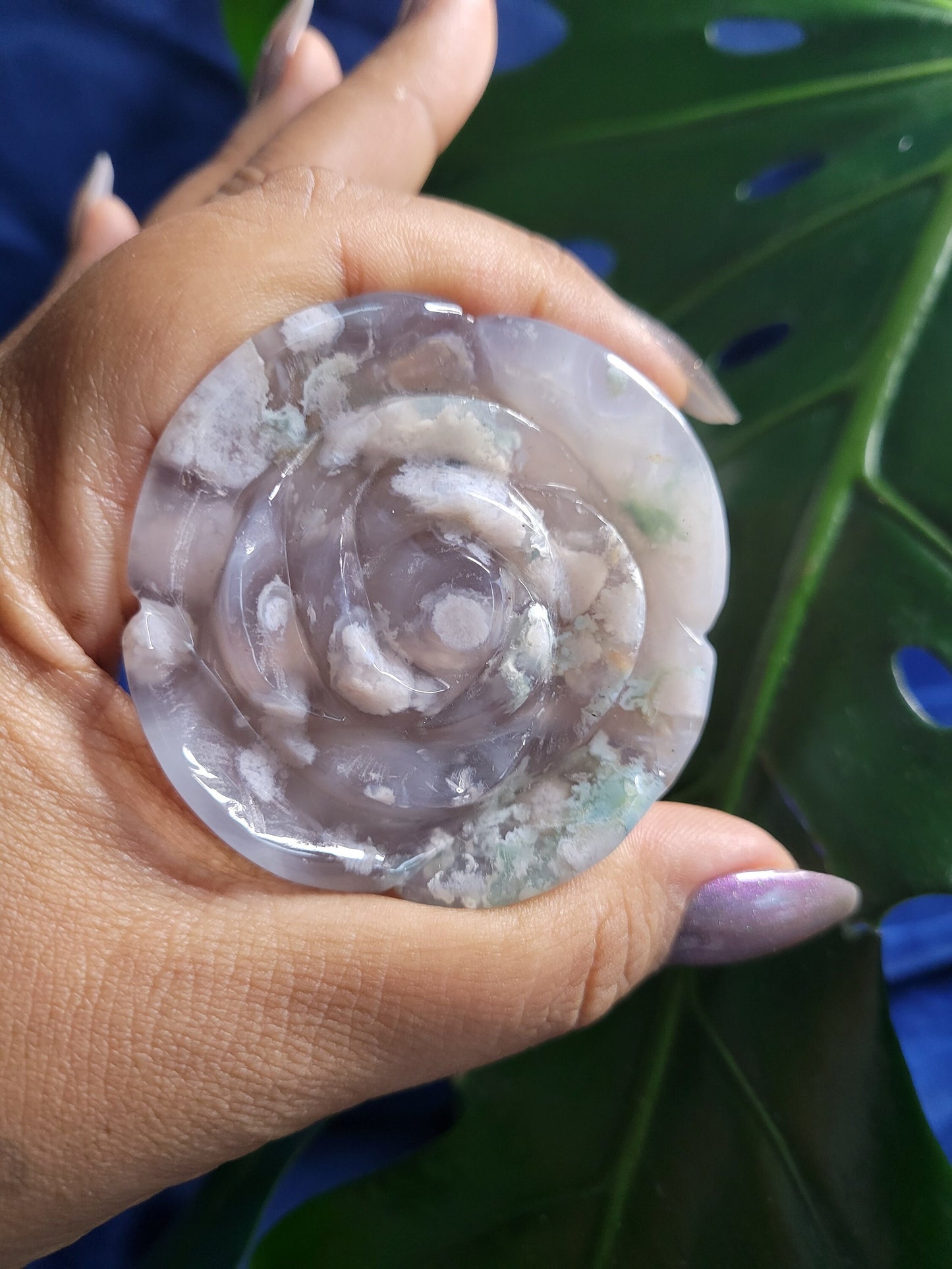 Flower Agate Crystal Carving - Carved Rose - Crystal Collector - Home Decor - Gift