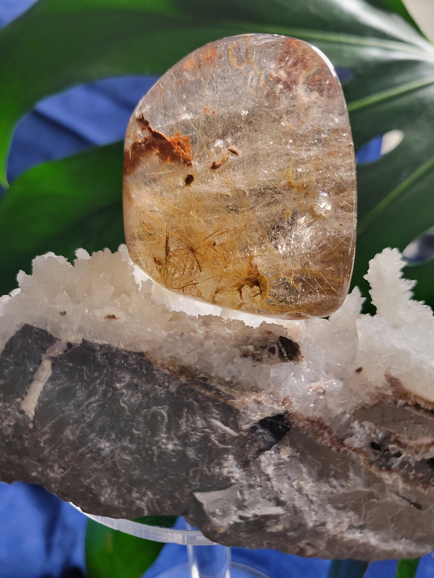 AAA Grade Stunning Smoky Quartz from Brazil - Copper & Gold Rutile Inclusions - Large Angel Lens - Birthday, Anniversary Gift - Home Decor