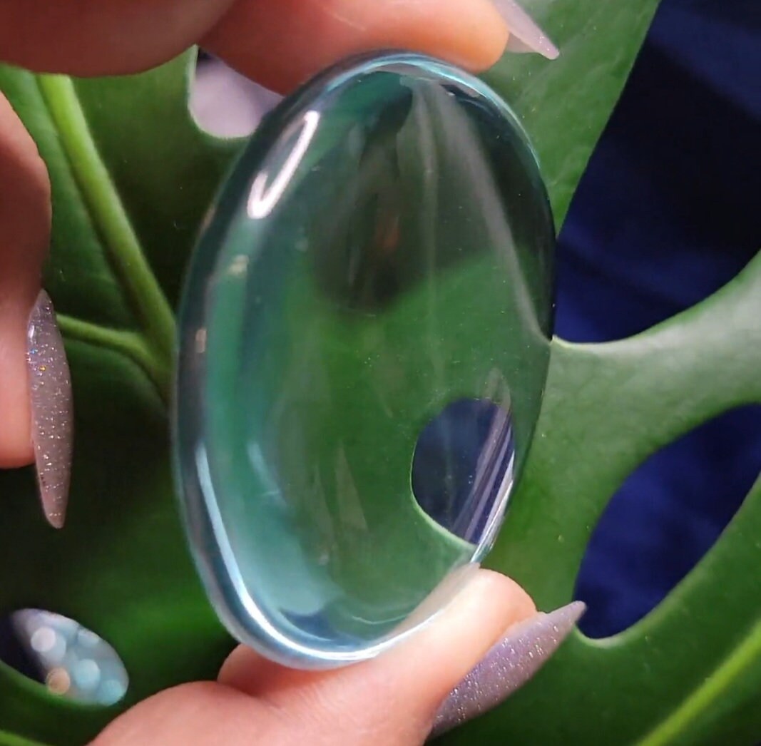 Aqua Obsidian Palm Stone - Volcanic Glass - Grounding & Protection Properties - Home Decor - Crafts - Gift - Intuitively Picked
