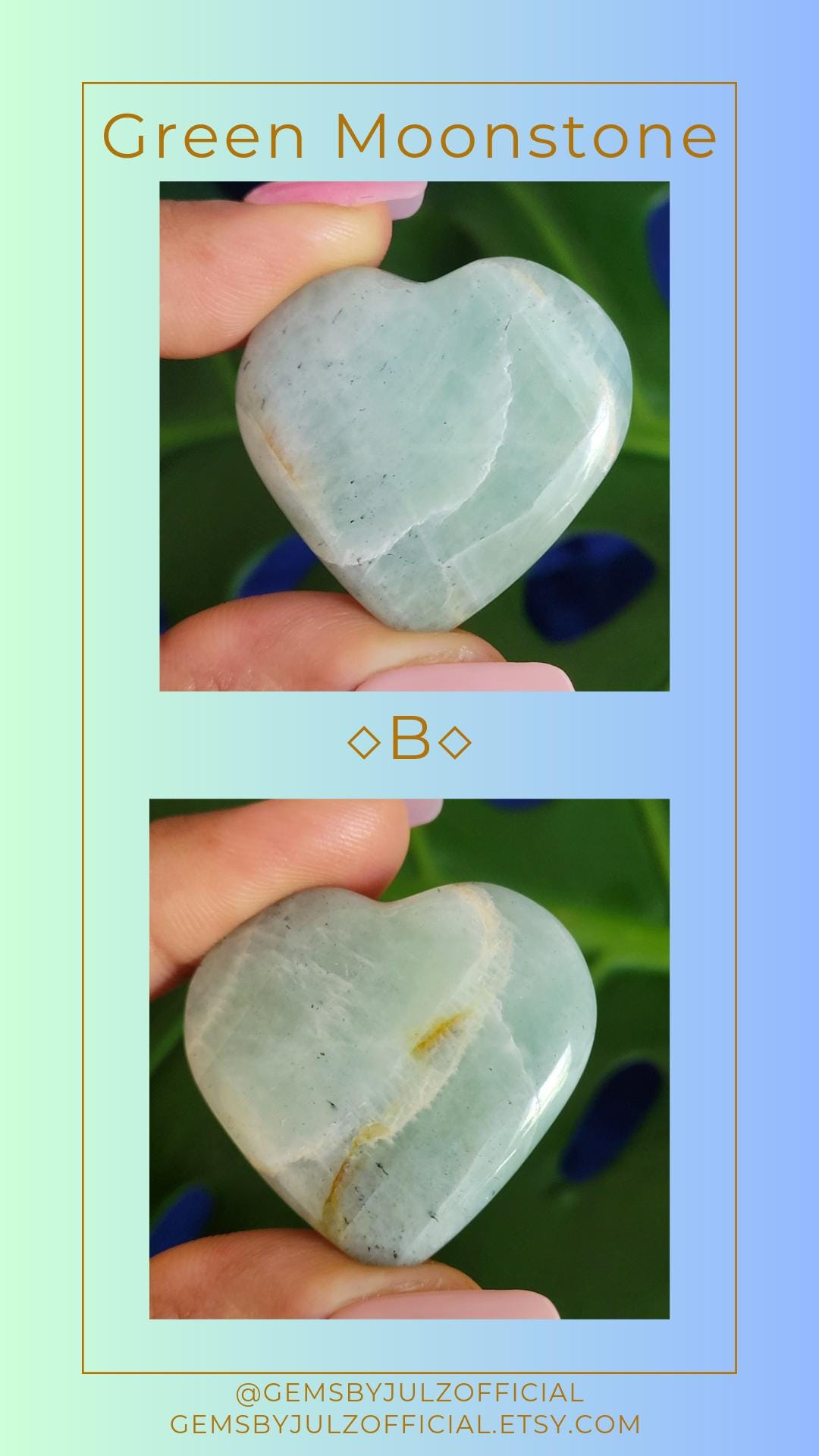 Moonstone Hearts | Your Pick | Birthday Anniversary Valentines Day Love Gift Ideas | Home Decor | Crystal Collector | Garnierite | Green