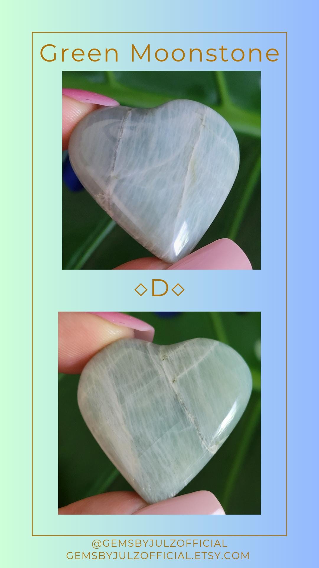 Moonstone Hearts | Your Pick | Birthday Anniversary Valentines Day Love Gift Ideas | Home Decor | Crystal Collector | Garnierite | Green