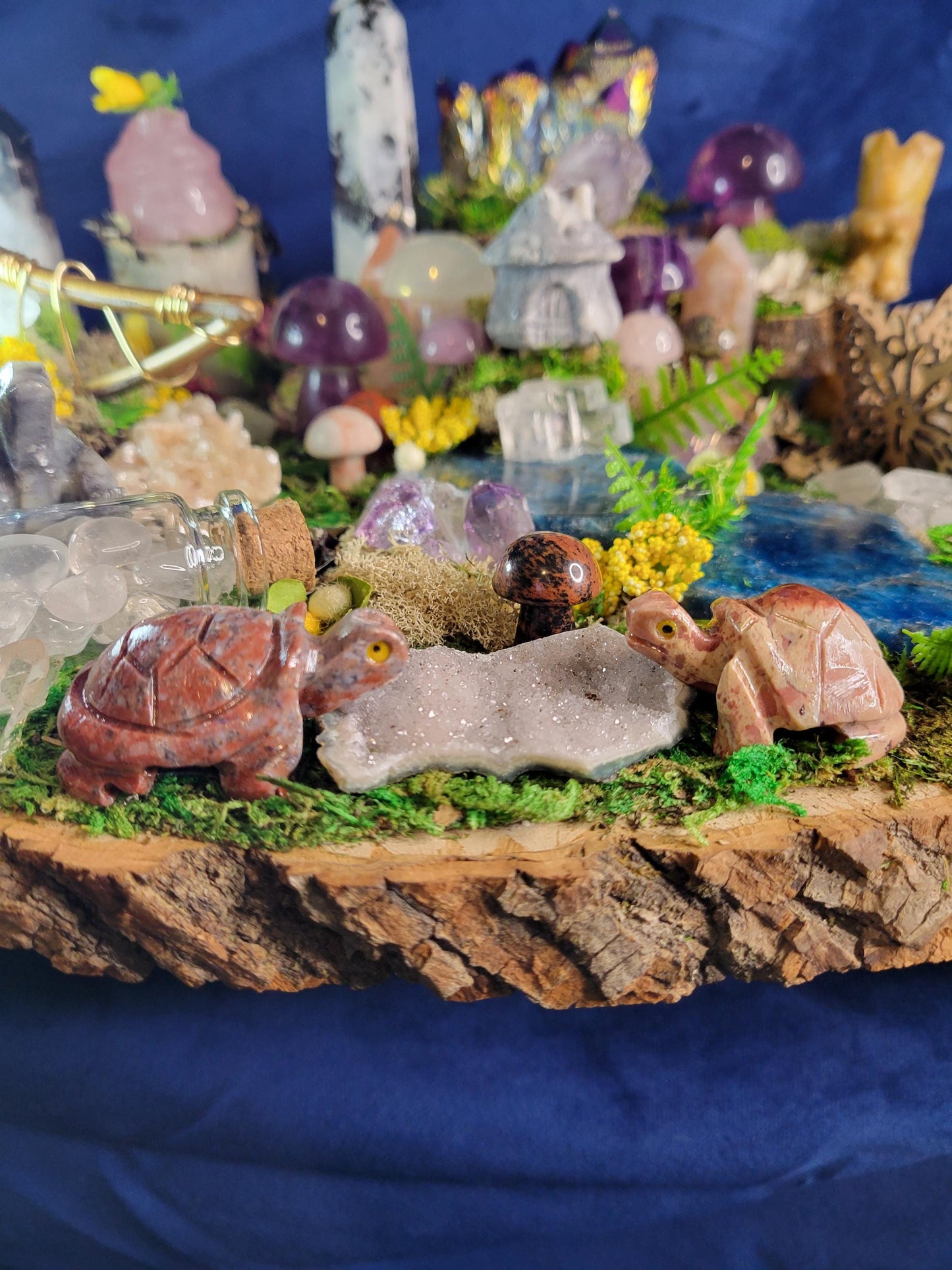 The Enchanted Forest | Lunas Fairy Village | Handmade with authentic Crystals | 3.5lbs | Arts & Crafts |Birthday Anniversary Christmas Gift