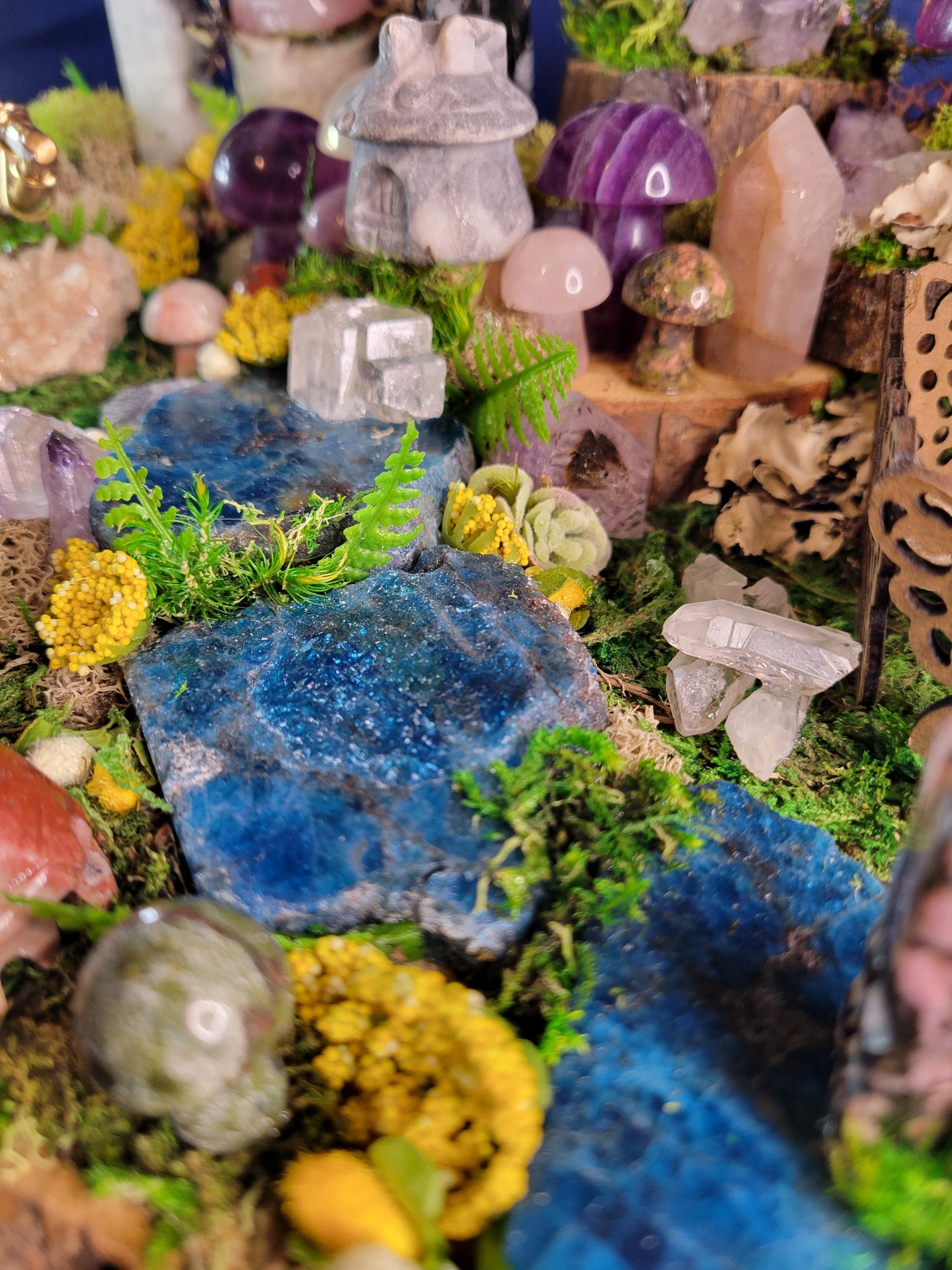 The Enchanted Forest | Lunas Fairy Village | Handmade with authentic Crystals | 3.5lbs | Arts & Crafts |Birthday Anniversary Christmas Gift