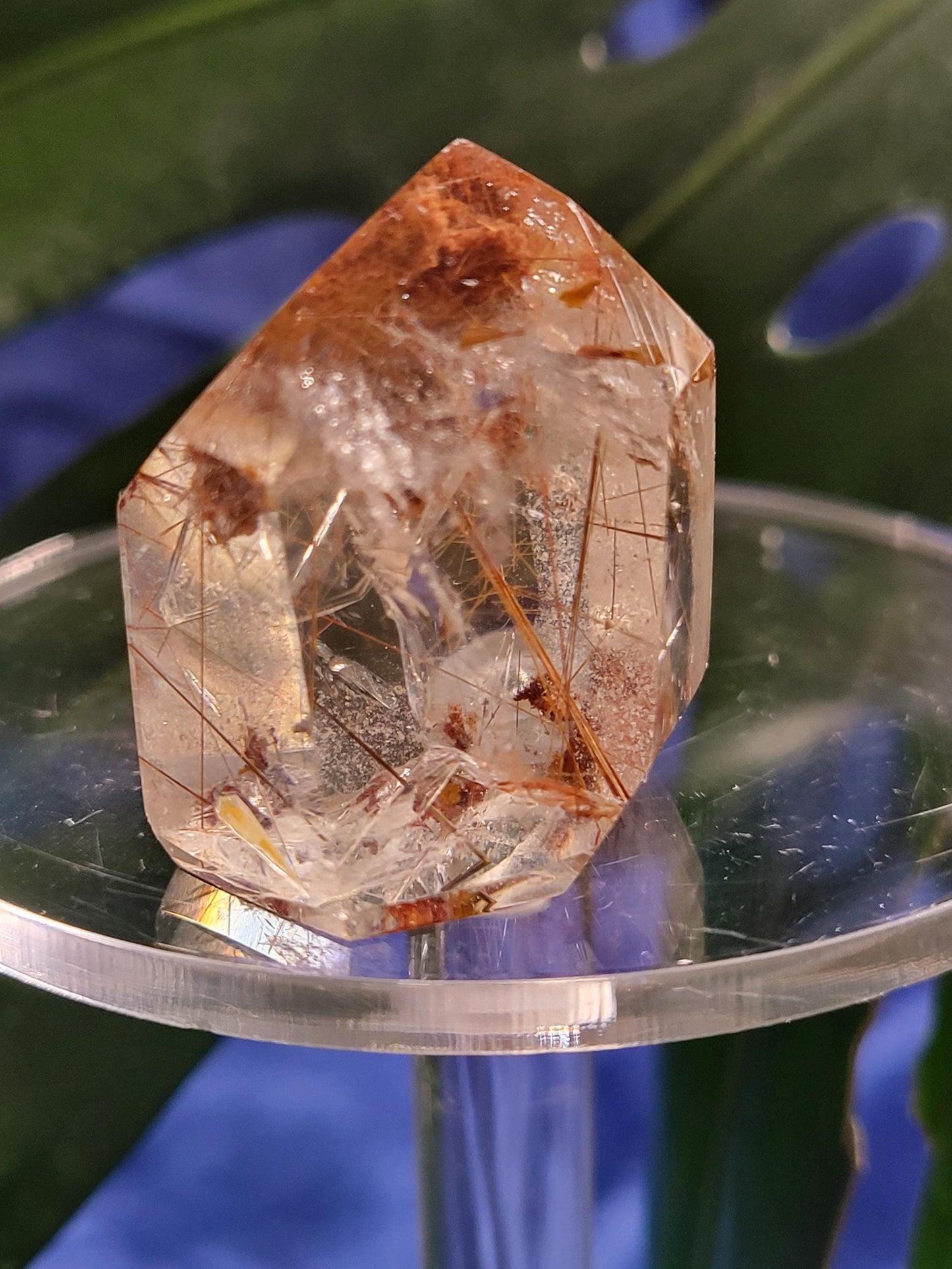 AAA Grade Stunning Clear Quartz from Brazil-Lodolite, Red & Gold Rutilated Amphibole Crystal Rare Collectors Piece-Home Decor-Gift-34 grams