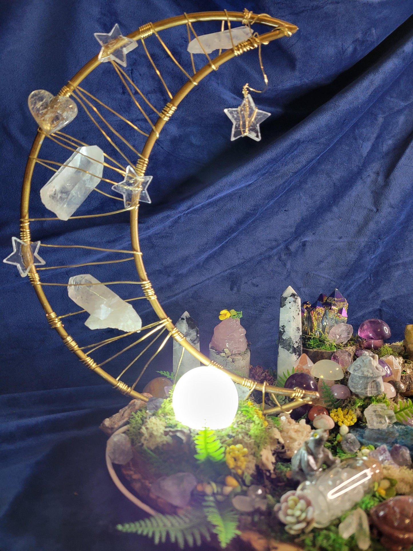 The Enchanted Forest | Lunas Fairy Village | Handmade with authentic Crystals | 3.5lbs | Arts & Crafts |Birthday Anniversary Christmas Gift