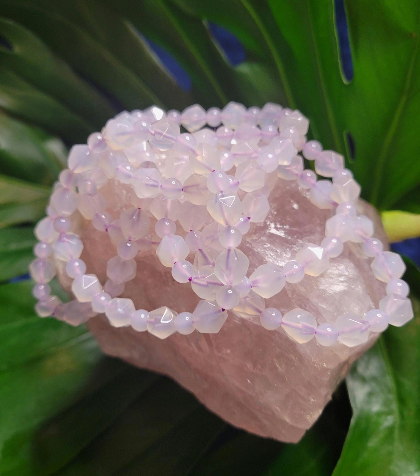Faceted Lavender Moon Quartz Bracelet - Wedding Party Anniversary Birthday Christmas Gift Ideas - 6.7 mm