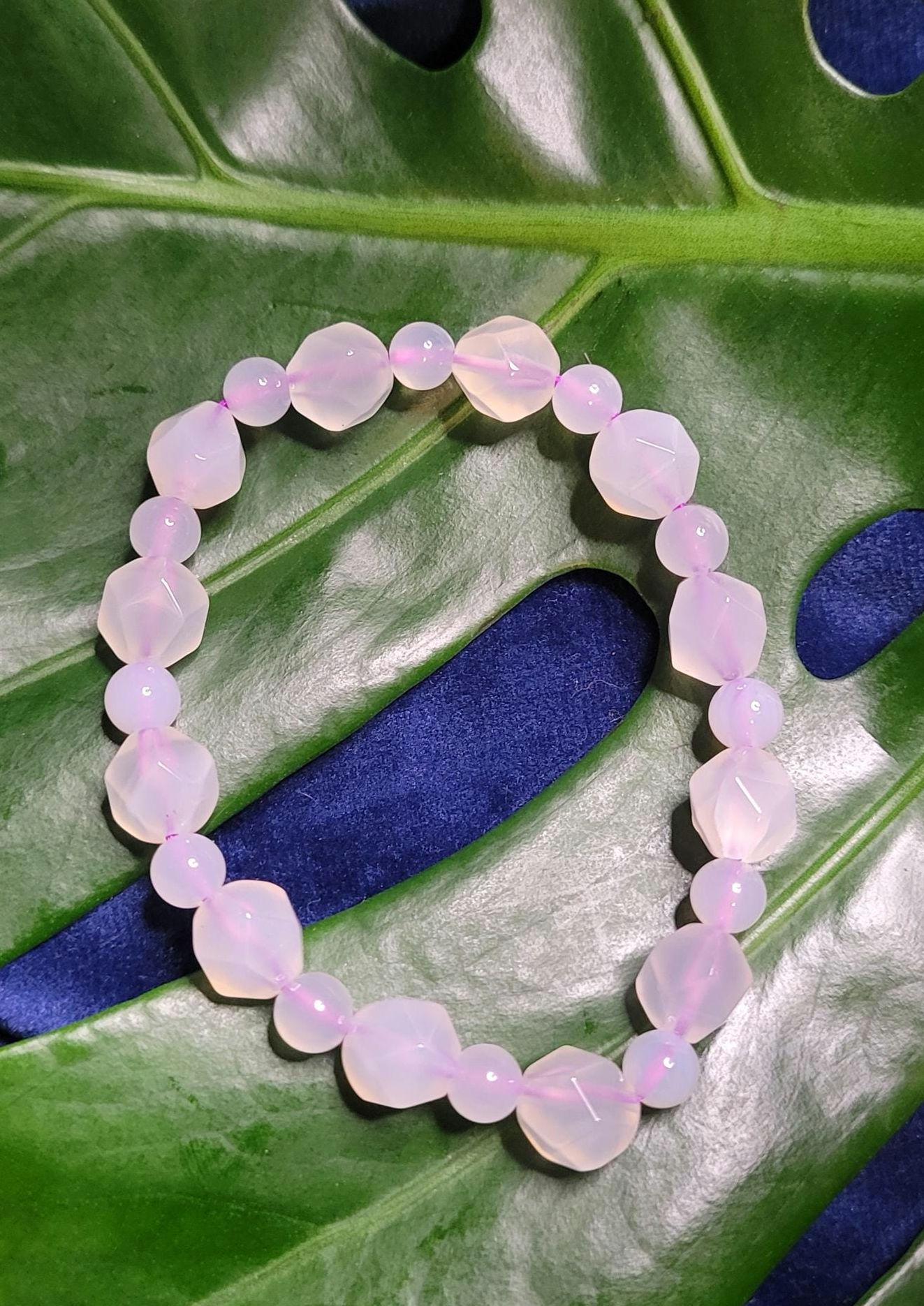 Faceted Lavender Moon Quartz Bracelet - Wedding Party Anniversary Birthday Christmas Gift Ideas - 6.7 mm