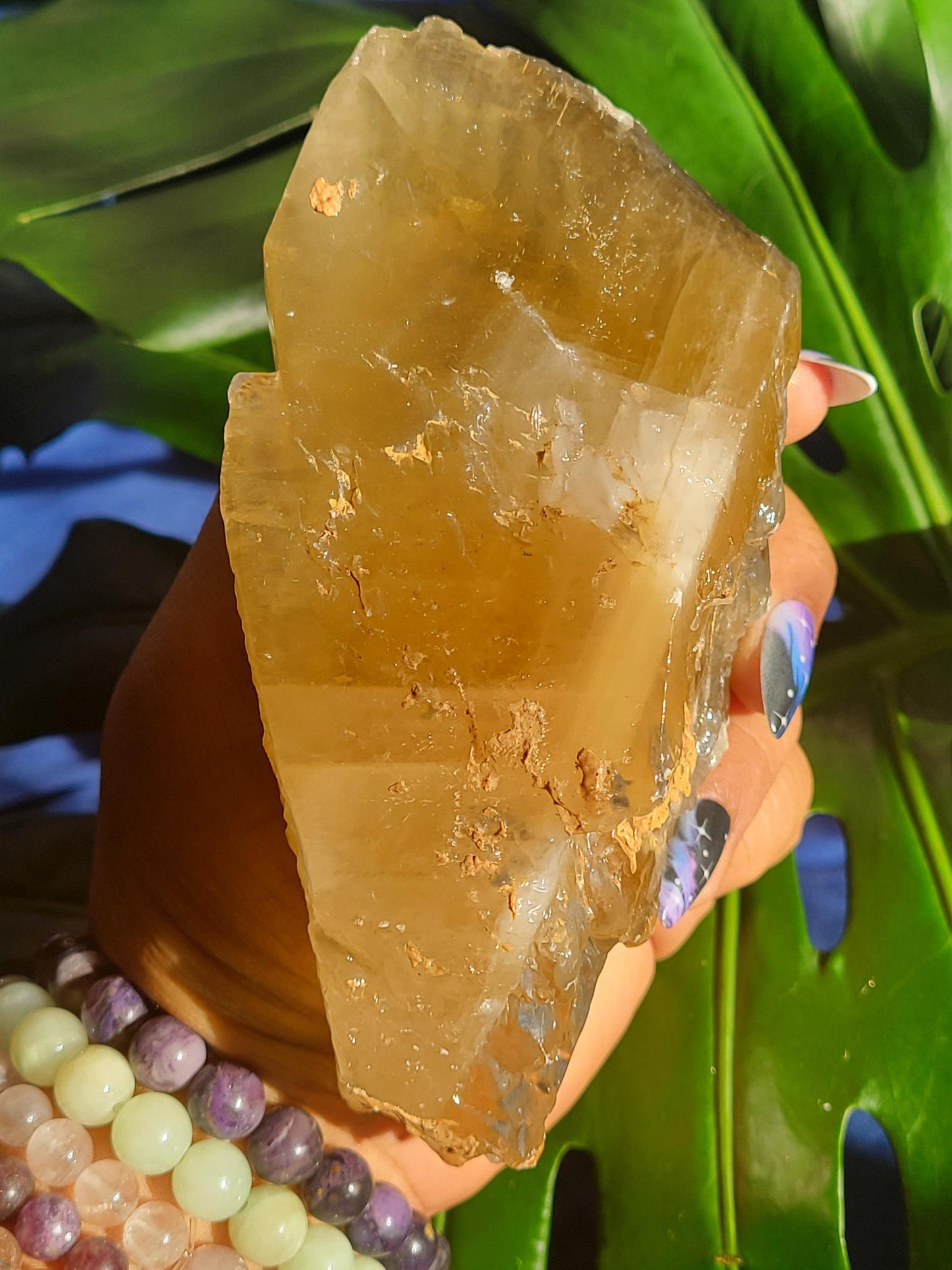 Dogtooth Calcite | Stunning Raw Specimen | Crystal Collectors | Home Decor | Gift | Golden & Gray | 743g / 1.7lbs | Solar Plexus Chakra
