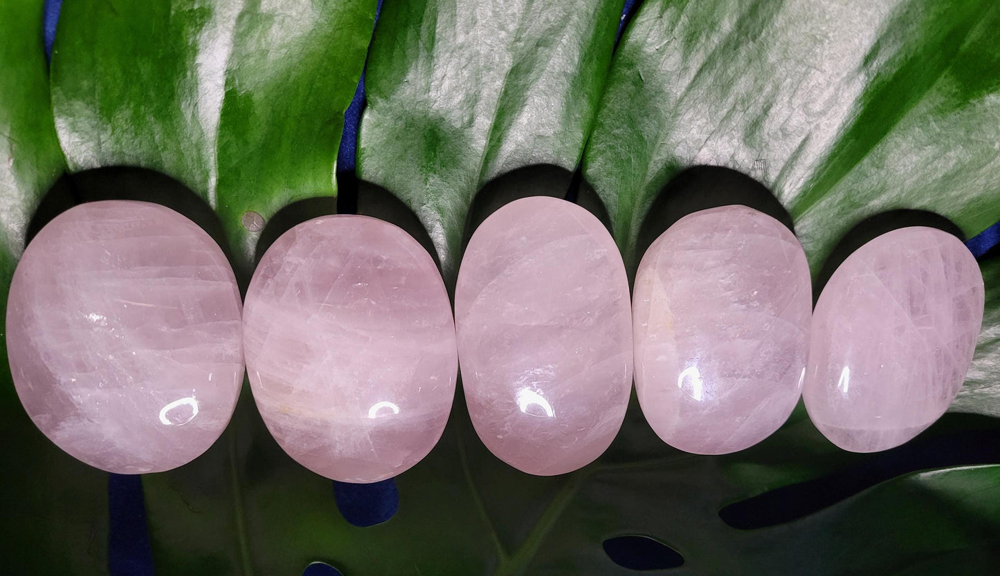 Rose Quartz Palmstones from Brazil | Crystal Collector | Meditation Tool | Heart Chakra | Birthday or Valentines Day Love Gift | Pastel Pink