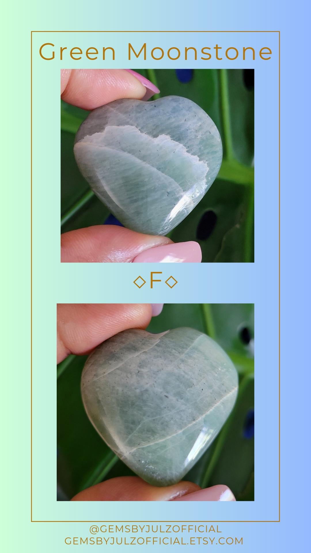 Moonstone Hearts | Your Pick | Birthday Anniversary Valentines Day Love Gift Ideas | Home Decor | Crystal Collector | Garnierite | Green