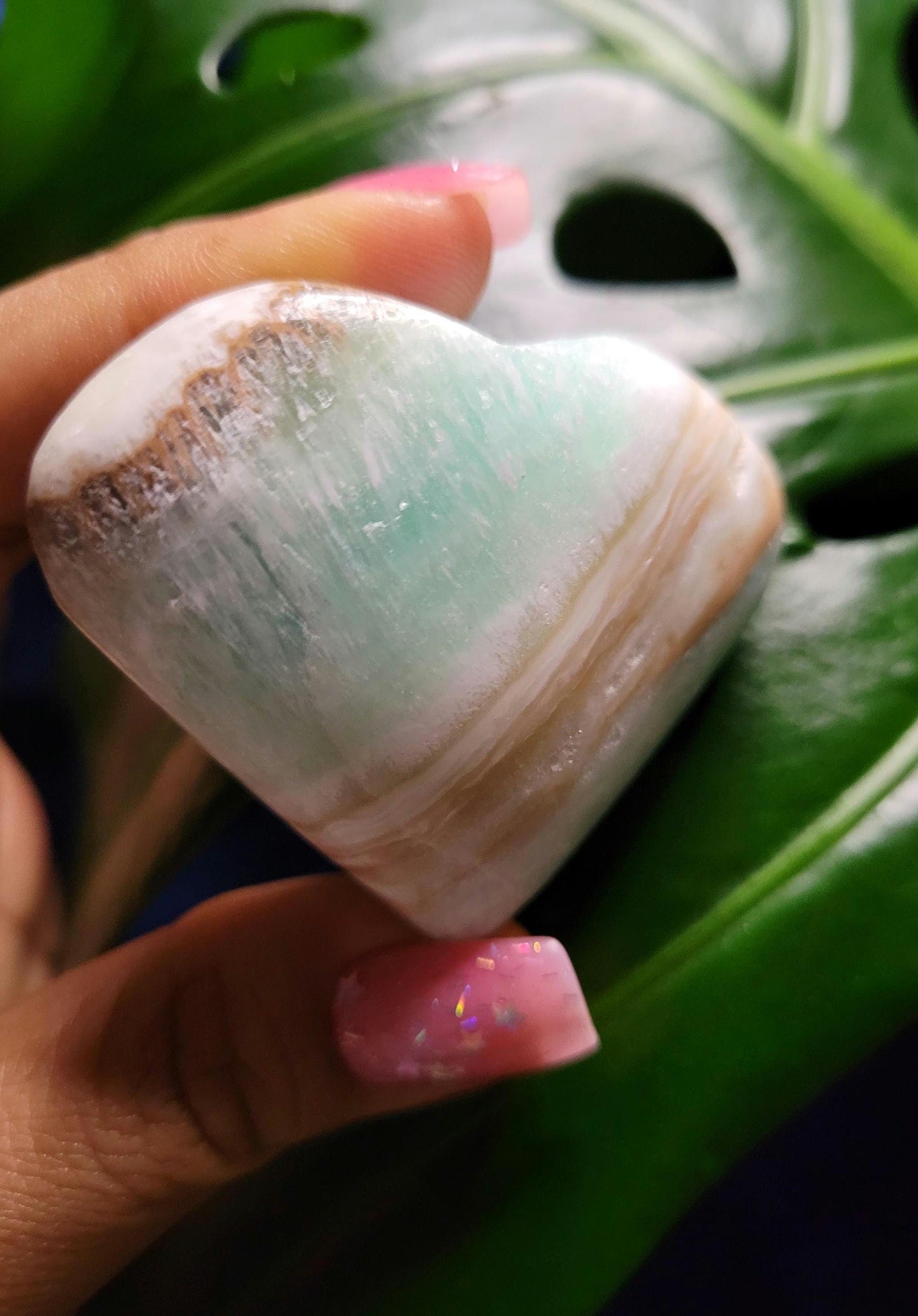 Beautiful Caribbean Calcite Heart Carving | Crystal Collector | Vibrant Beachy Colors with Clam Energy| Birthday or Valentines Day Love Gift